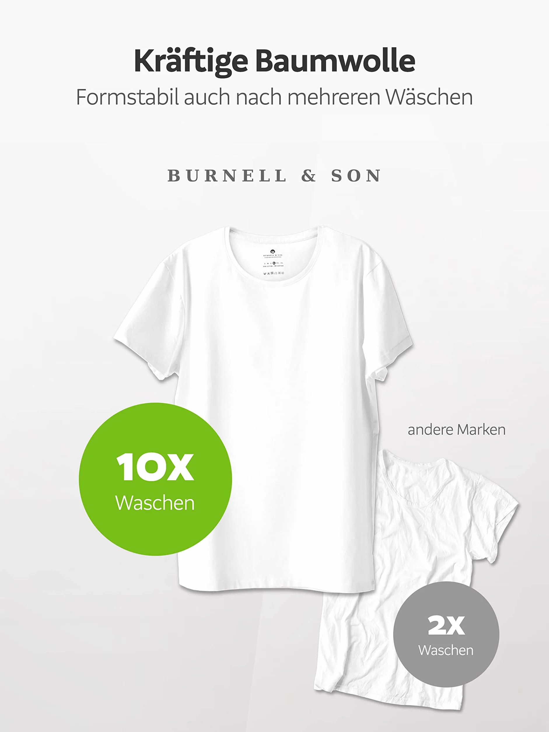 Burnell & Son Biznesowy podkoszulek z krótkim rękawem i dekoltem w serek, dla mężczyzn, z oddychającej bawełny, Slim Fit, 4 i 8 sztuk w opakowaniu