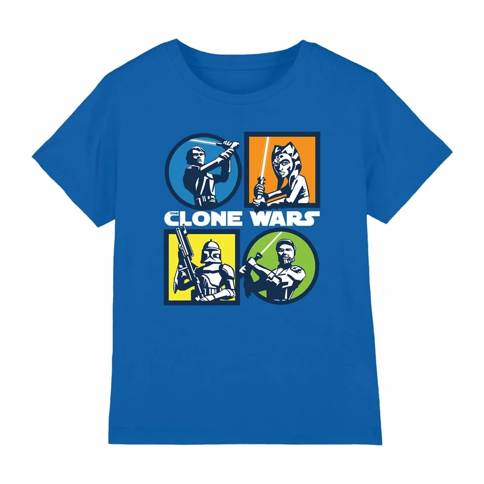 Gwiezdne Wojny Clone Wars Grid Unisex Koszulka Dziecięca, Royal, 9-10 lat, Królewski, 9-10 lat
