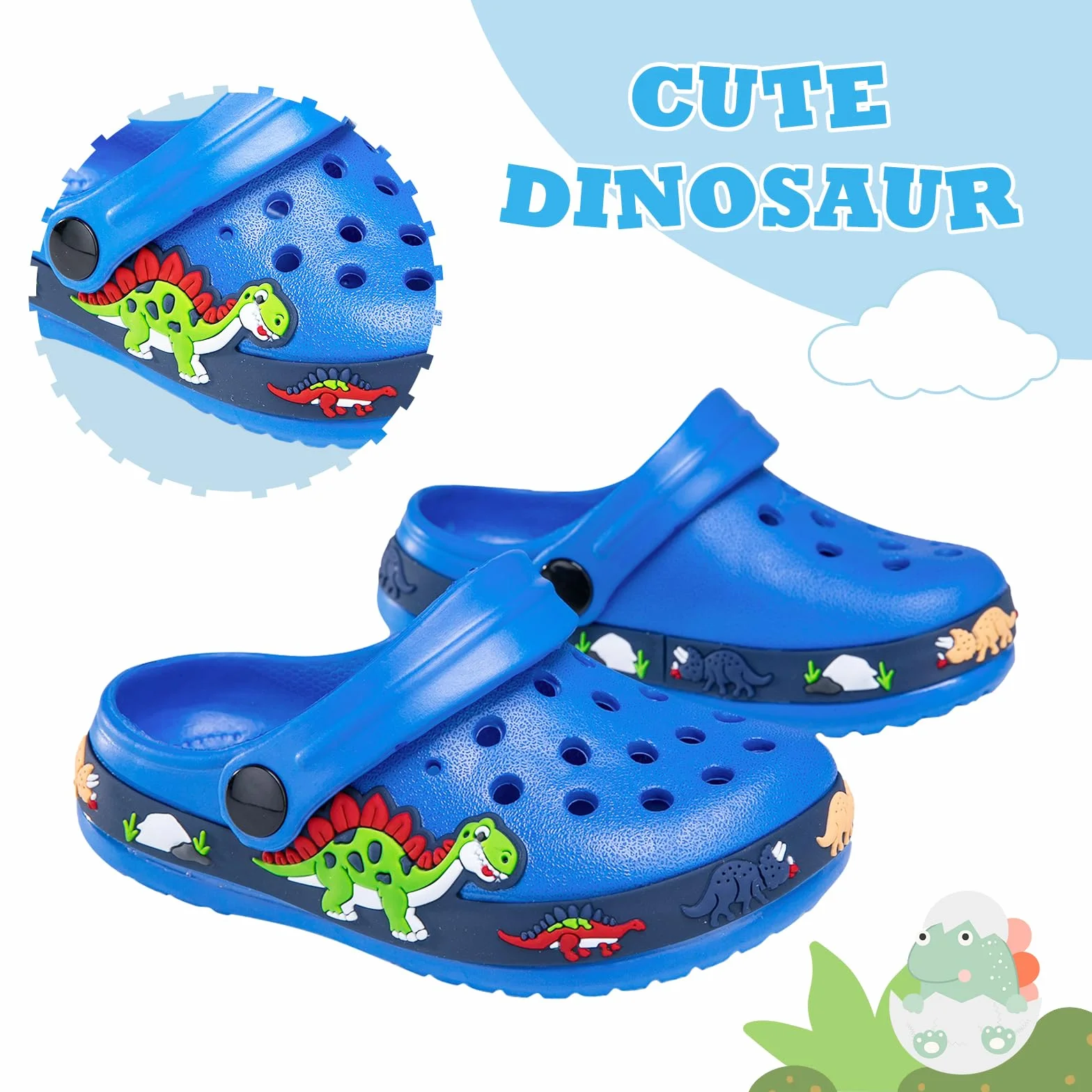 Dziecięce chodaki, buty ogrodowe, pantofle, uroczy dinozaur, sandały plażowe, lato, lekkie, na basen, kapcie prysznicowe, dla maluchów, chłopców, dziewcząt, buty do wody