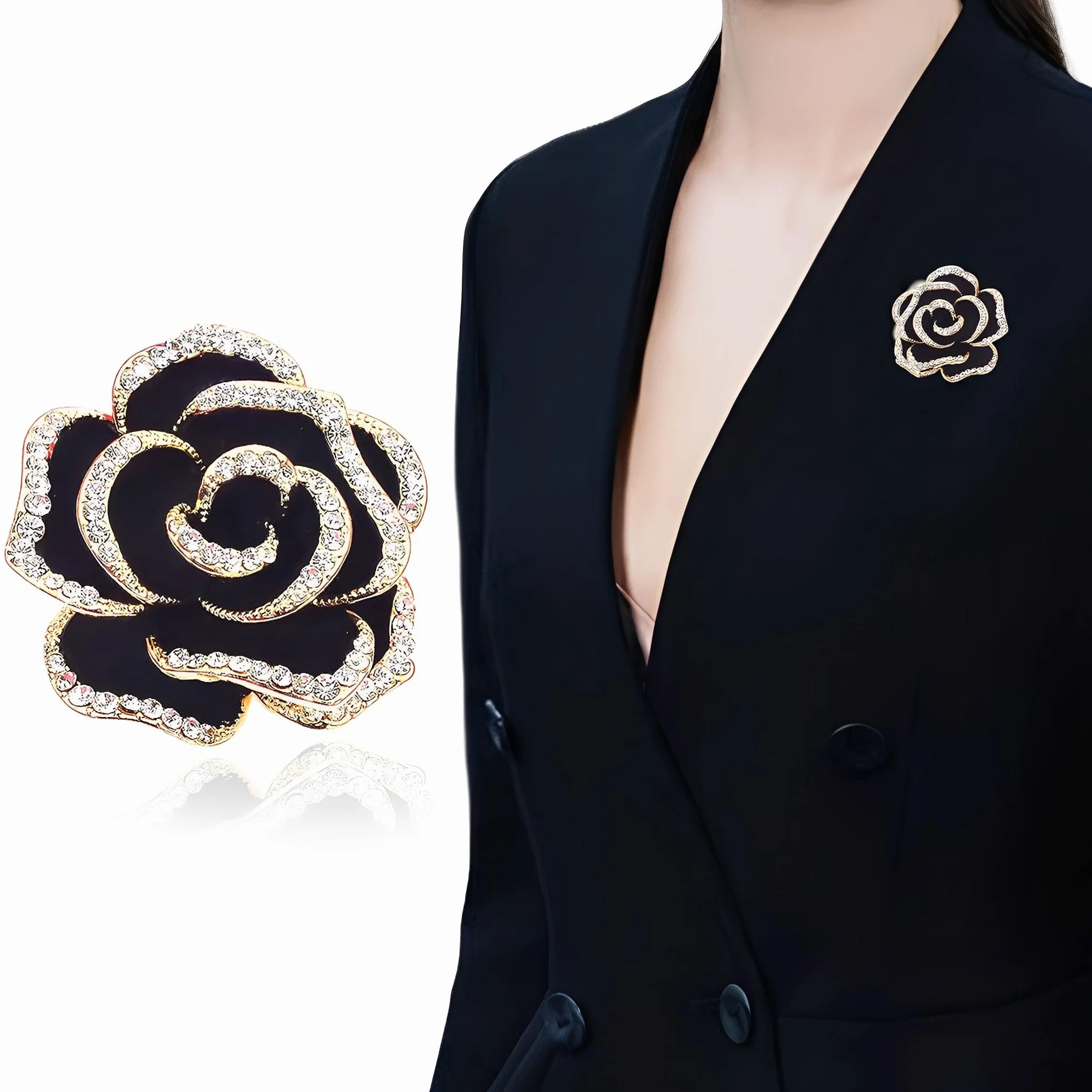 Broszka z kryształem górskim vintage elegancka unikalna modna odznaki pin akcesoria biżuteria prezenty