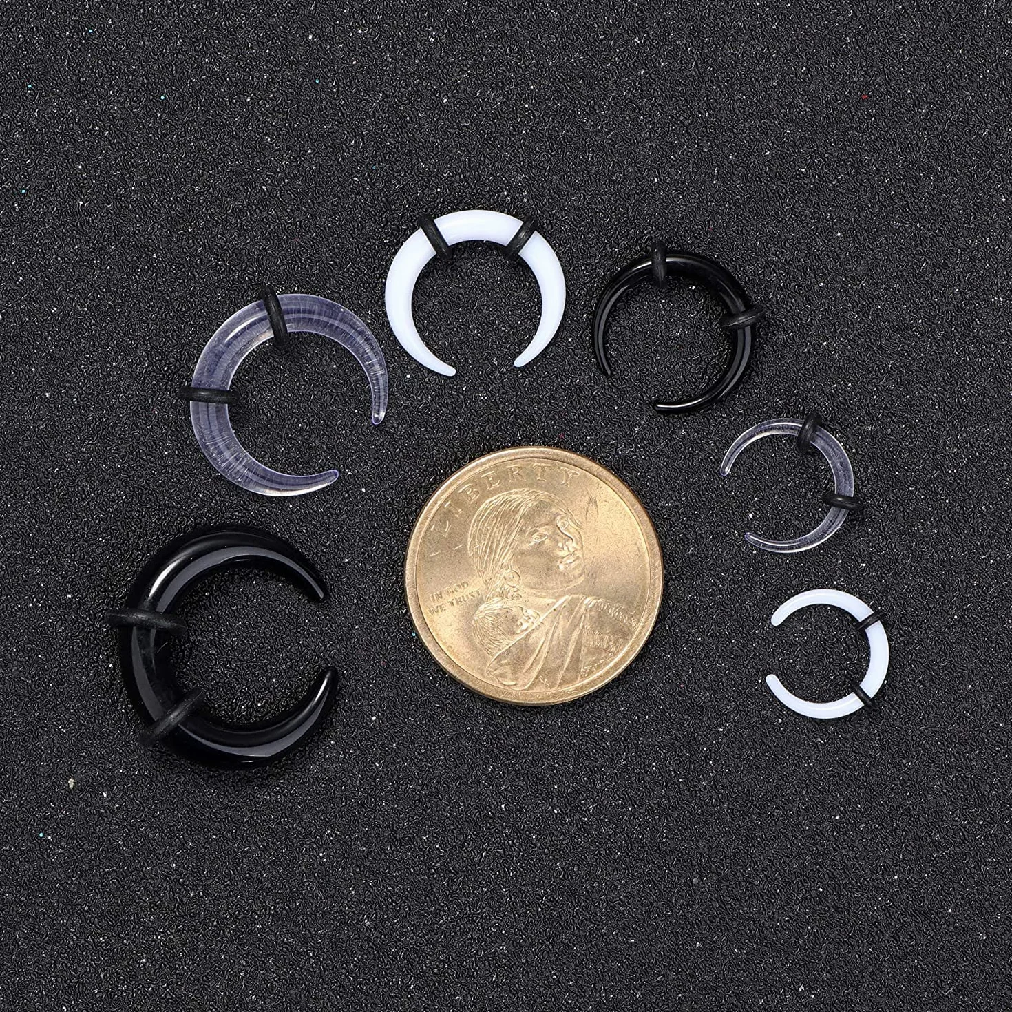 ORAZIO 18/24 sztuki akrylowych pincher 14G-4G kolczyk do septum, kształt C, Buffalo Stretcher Expander z czarnymi o-ringami do rozciągania przekłutej chrząstki ucha nosowego