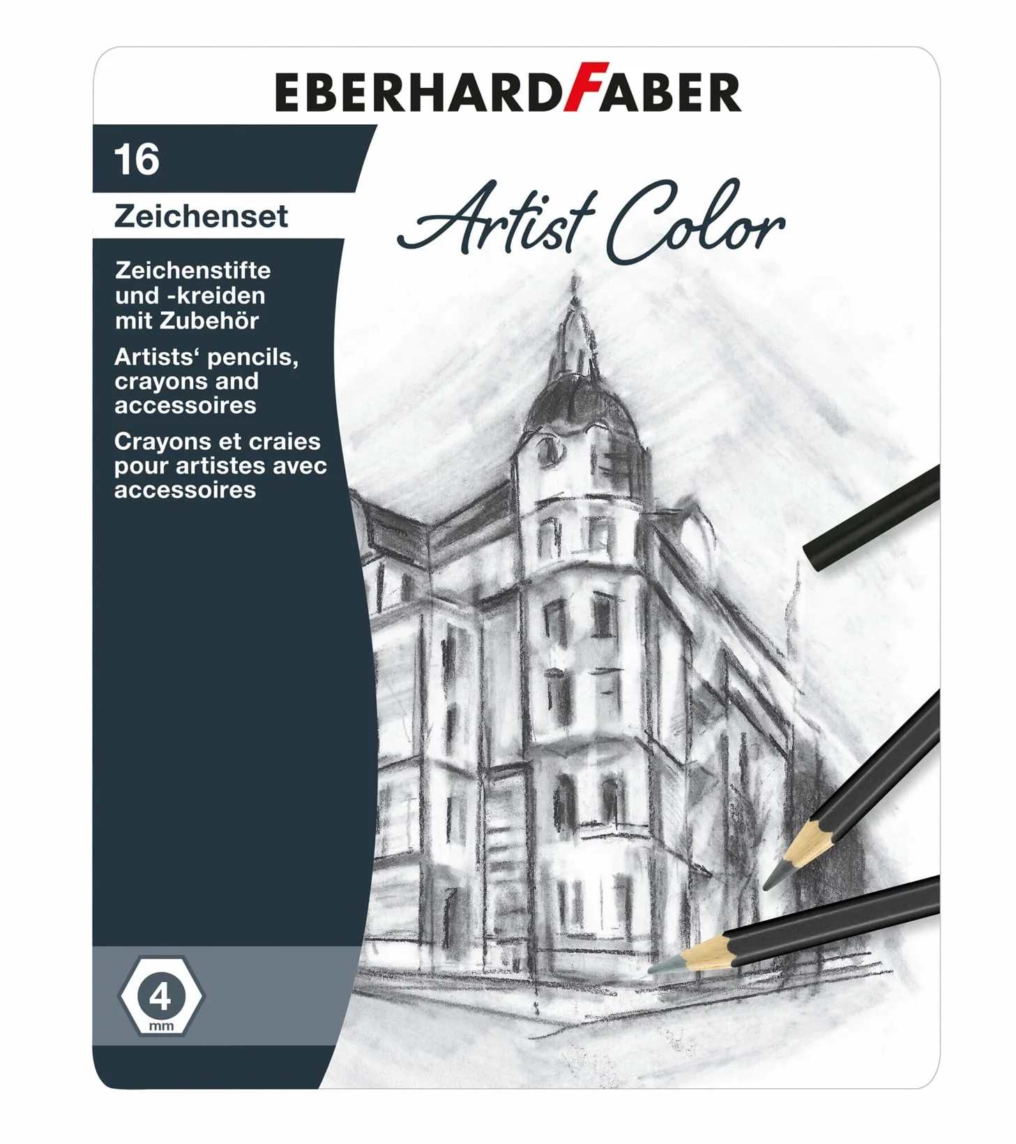 Eberhard Faber 516916 - Zestaw do rysowania Artist Colour, 16 elementów, do szkiców i rysunków kredą