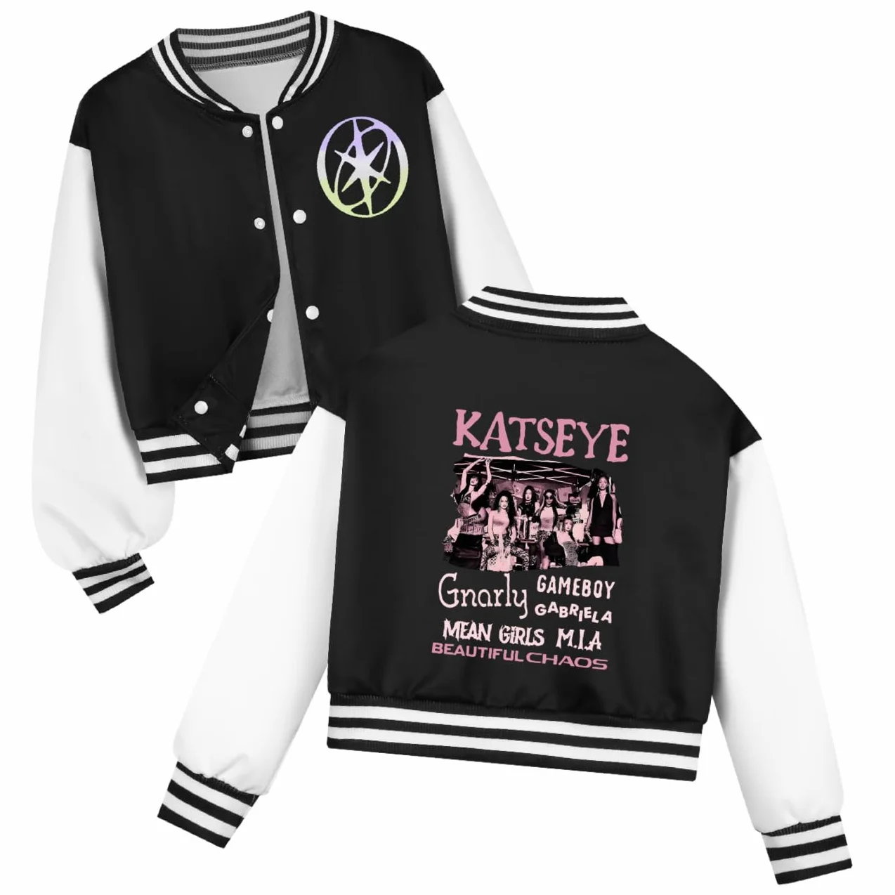 KATSEYE Dziewczęca koszulka baseballowa dla dzieci z długim rękawem zapinana na guziki kurtka bluza album muzyczny grafika Katseye Merch