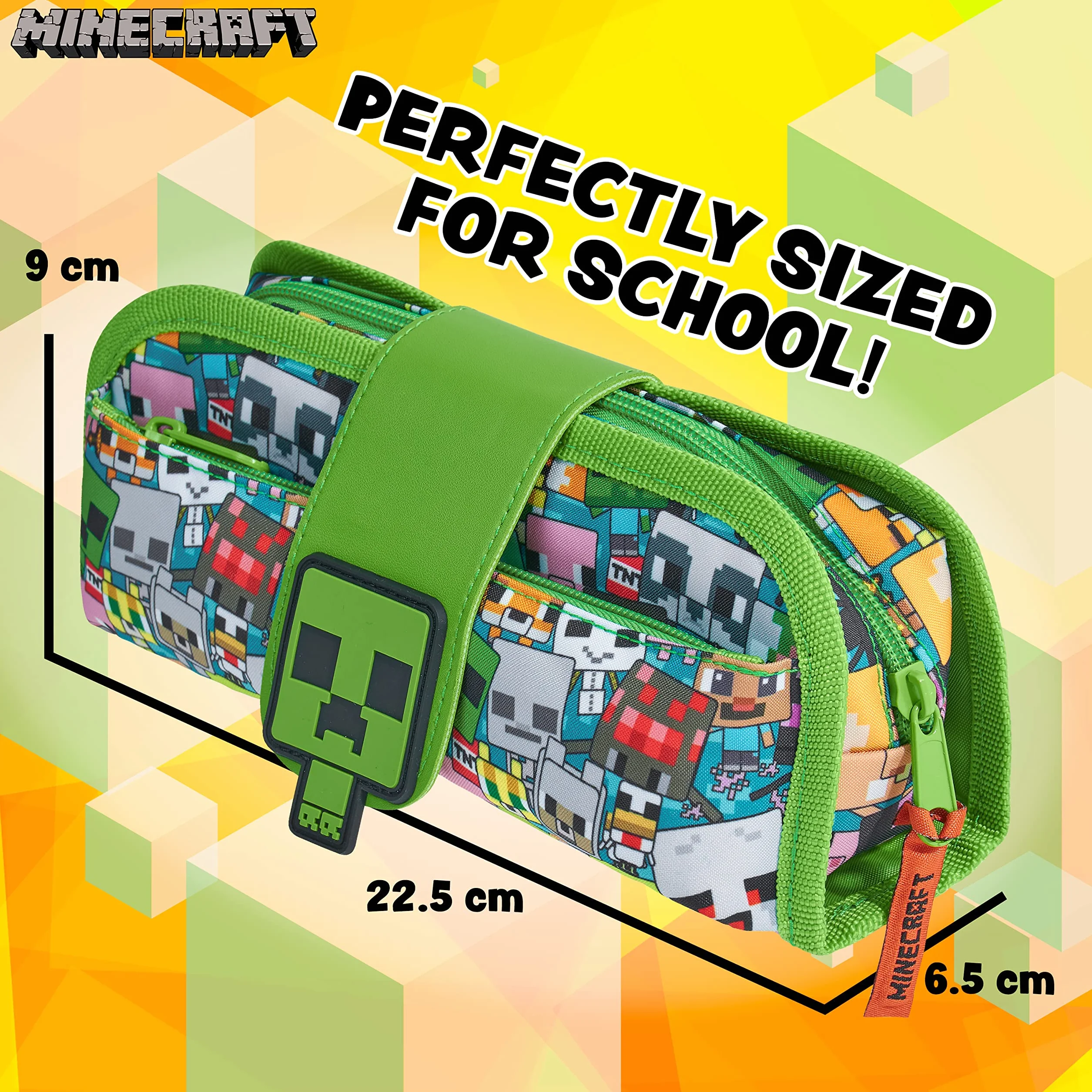 Minecraft piórnik dla chłopców i dziewczynek, etui na długopisy dla dzieci i graczy z wieloma przegródkami i odpinanym zamkiem błyskawicznym 2 w 1