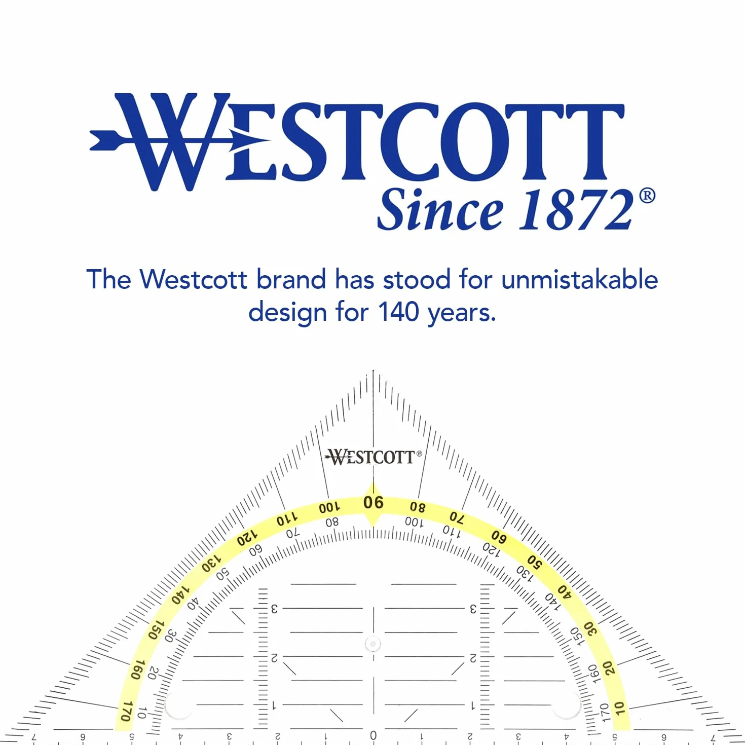 Westcott E-10139 00 ekierka geometryczna, z dziurkami, przezroczysta, 14 cm