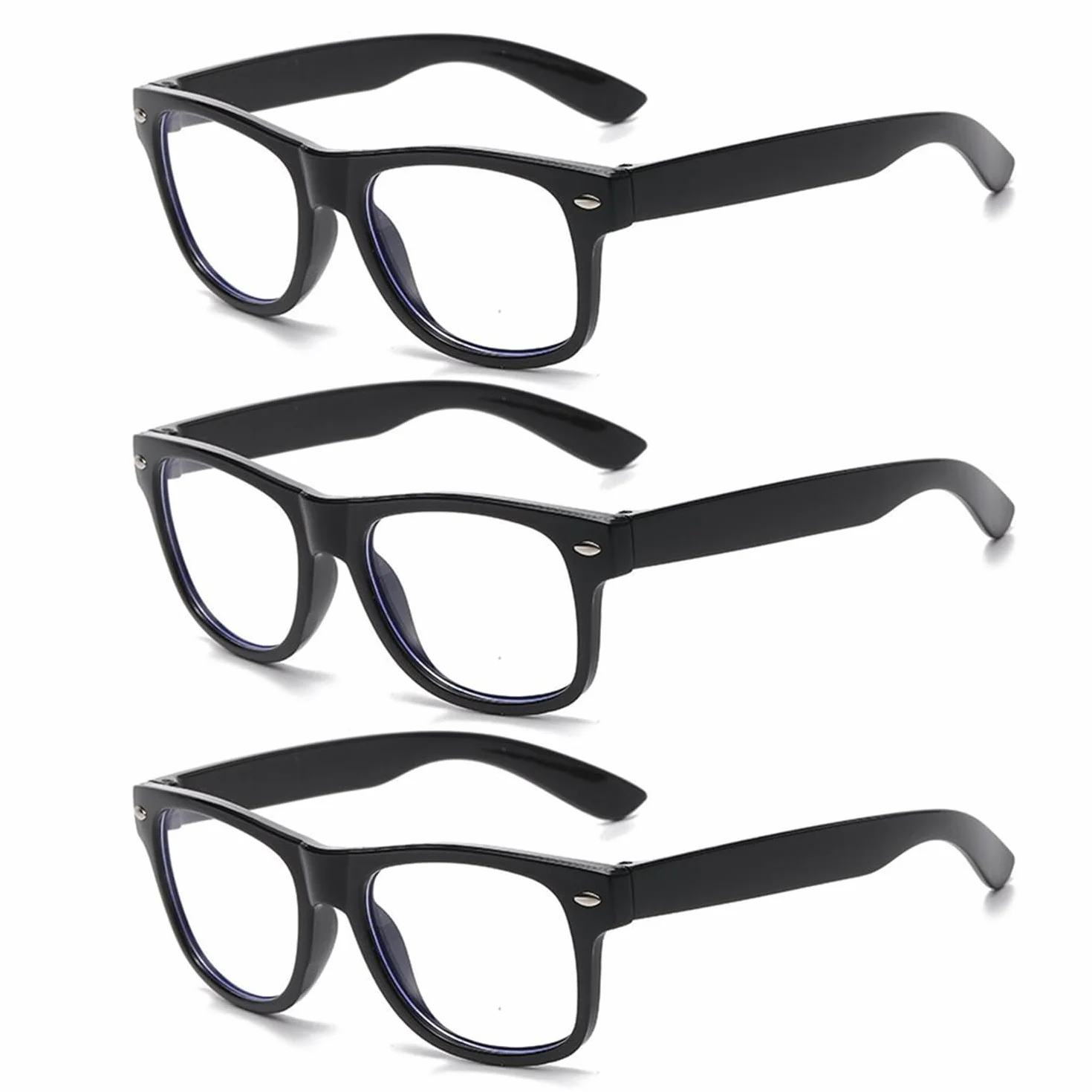 SLEEKEE 3 Czarne Okulary Dziecięce, Klasyczne i Trwałe, Retro Nostalgiczne, Odpowiednie Do Szkoły i Na Co Dzień