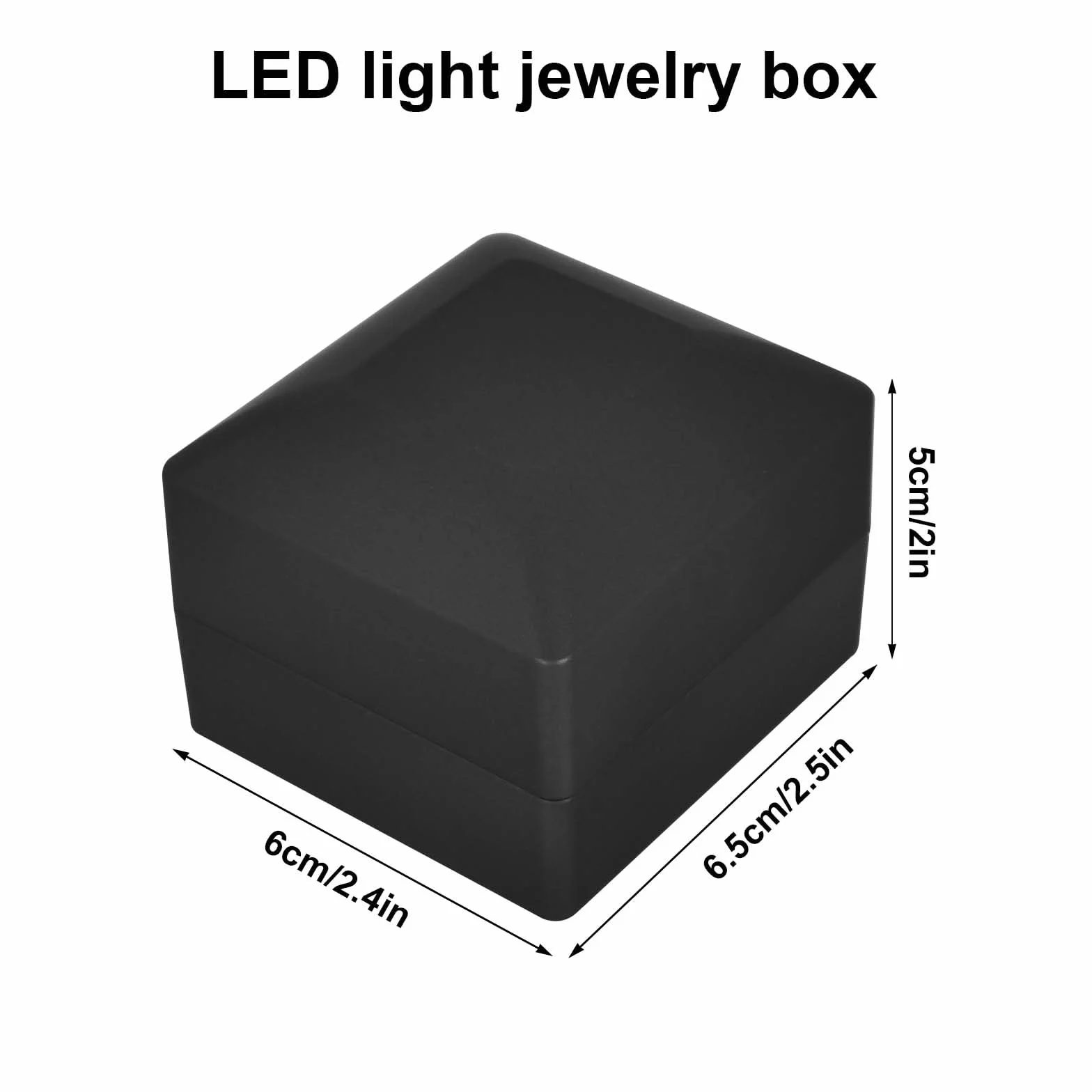 Colexy Pudełko na pierścionek z oświetleniem LED, aksamitne pudełko na biżuterię, z wewnętrznym oświetleniem LED, na ślub, oświadczyny, zaręczyny (czarne)