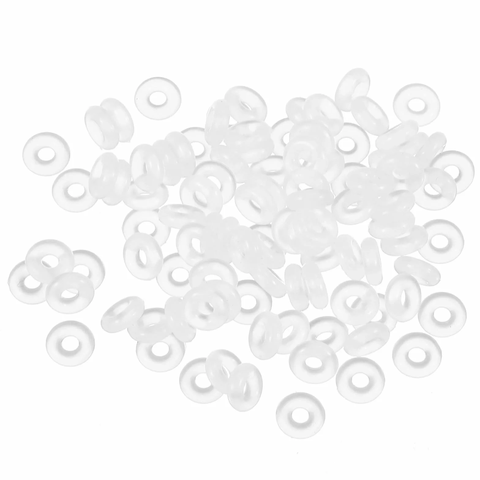 300 sztuk silikonowych stoperów gumowych, uszczelki silikonowe, białe, charmsy, silikonowe, gumowe zapięcia, średnica zewnętrzna 6 mm, szerokość 2 mm, do bransoletek