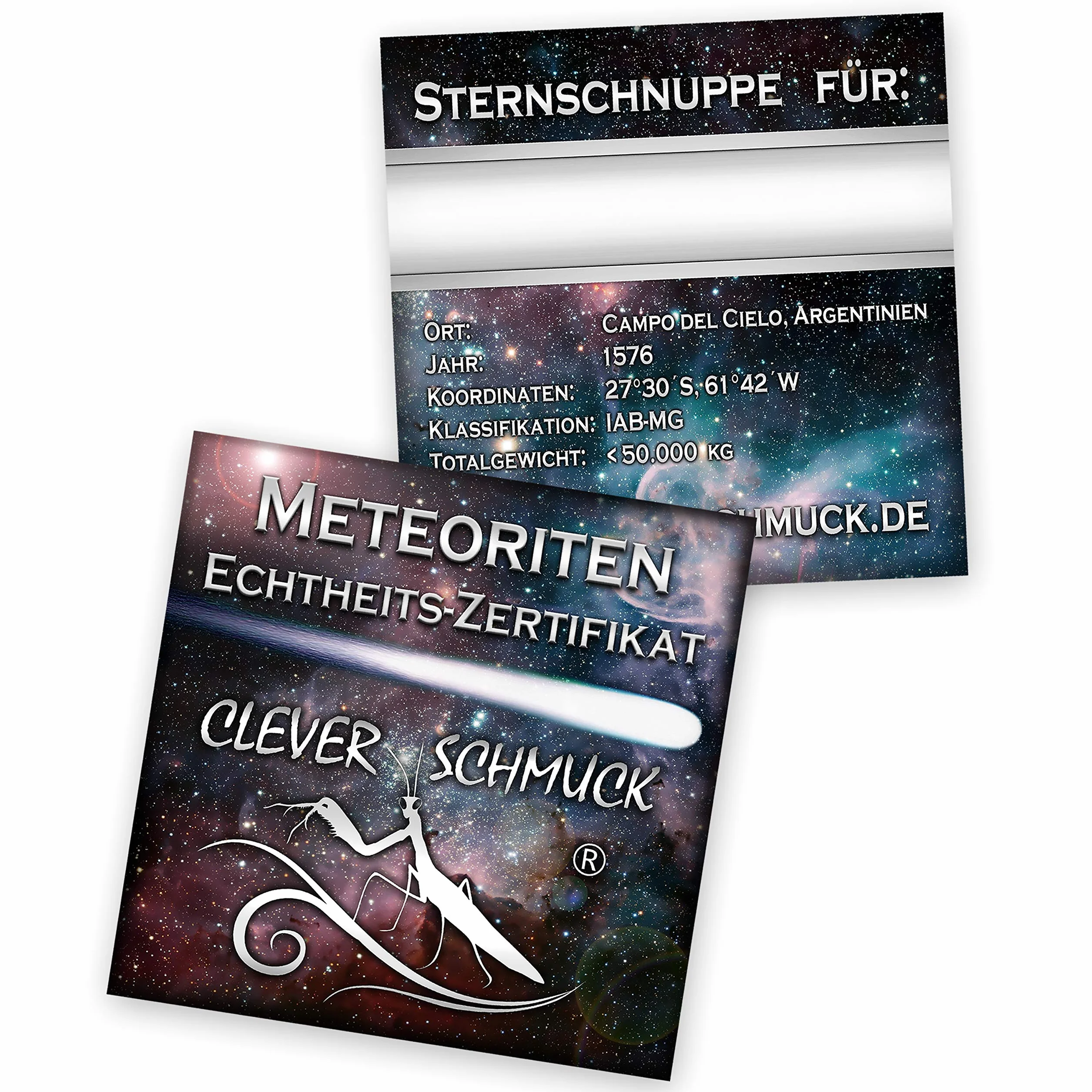 CLEVER SCHMUCK Zestaw zawieszek meteoryt prawdziwa gwiazda z pętlą ze srebra 925 i certyfikatem, łącznie z taśmą kauczukową, czarna, 45 cm