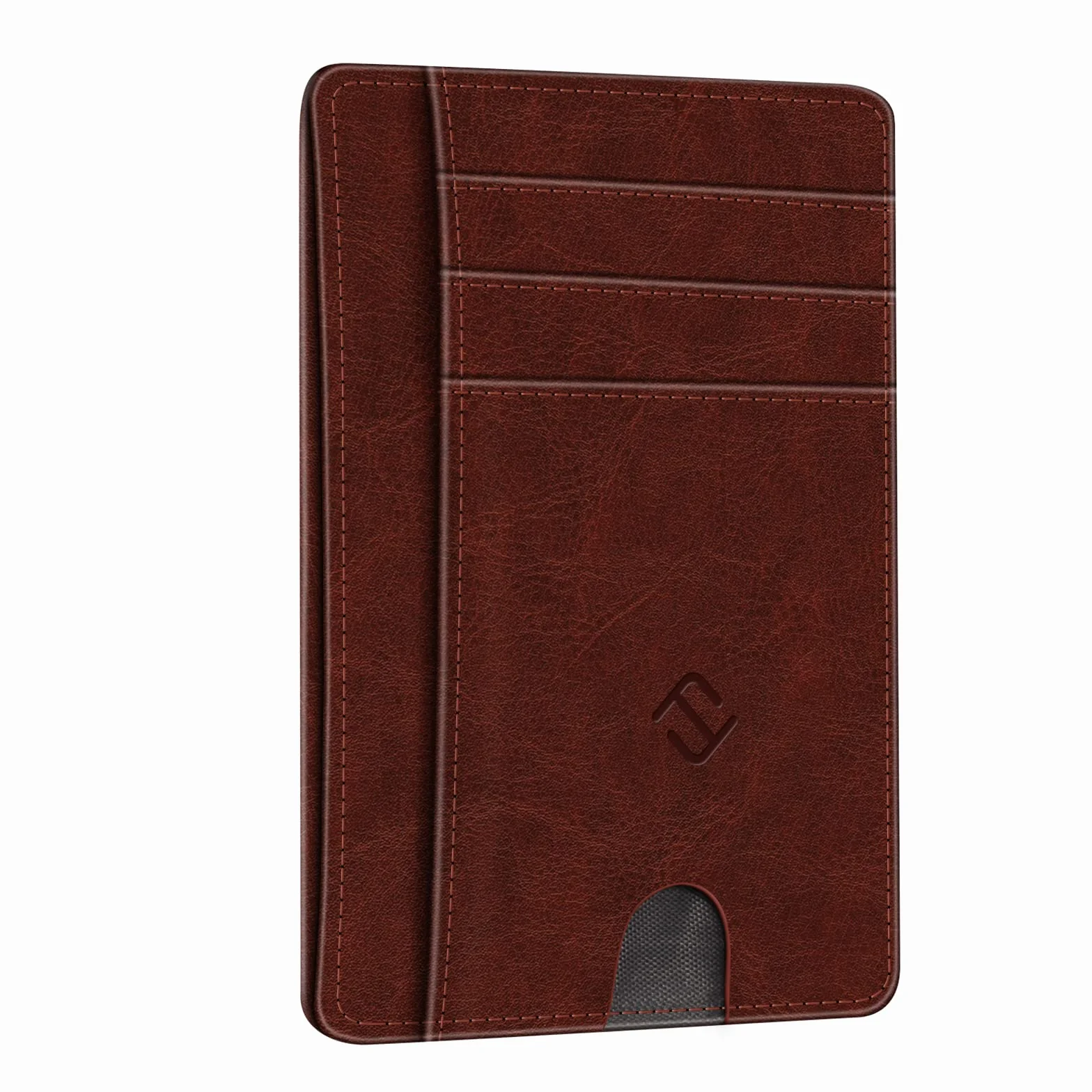 FINTIE Smukły minimalistyczny portfel z kieszenią przednią, blokowanie RFID, etui na karty kredytowe z okienkiem na dowód osobisty, dla mężczyzn i kobiet, Vintage brązowy, 12 x 8.5 x 0.5 cm