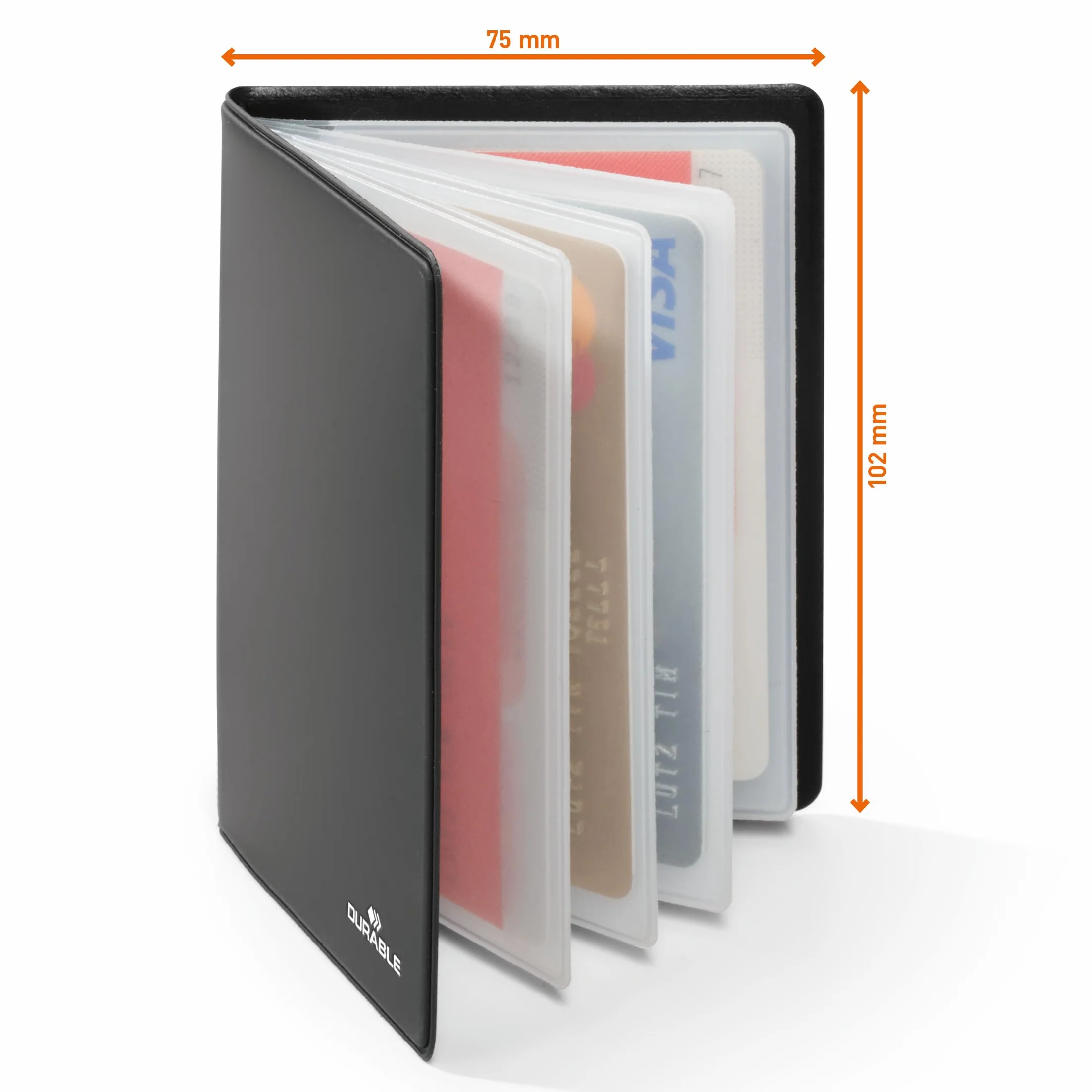 Durable 230958 Etui na karty kredytowe (z ochroną RFID, na 8 kart), kolor czarny.