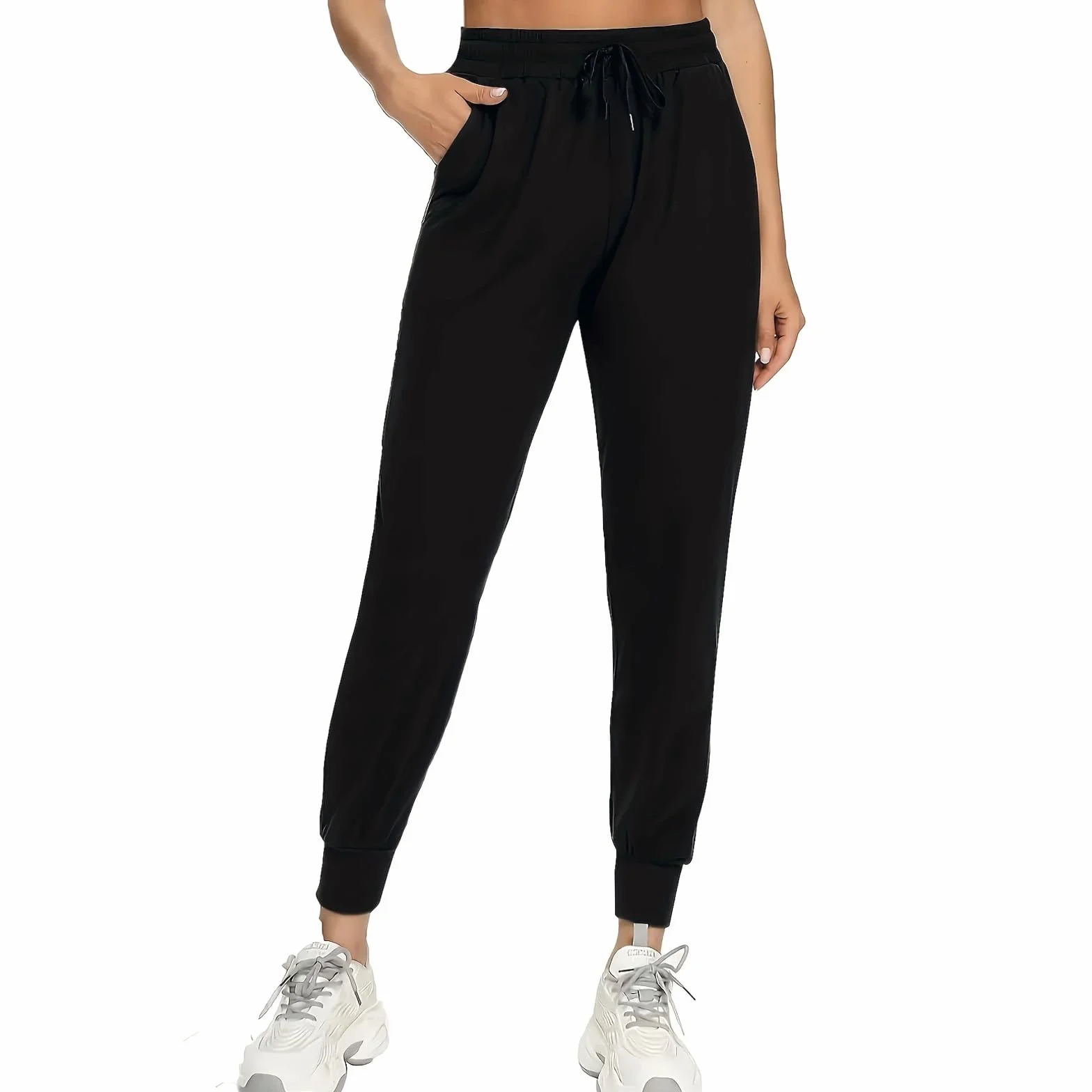 Damskie spodnie do biegania Wygodne spodnie sportowe z wysokim stanem elastyczne spodnie dresowe do jogi trening fitness siłownia z kieszeniami