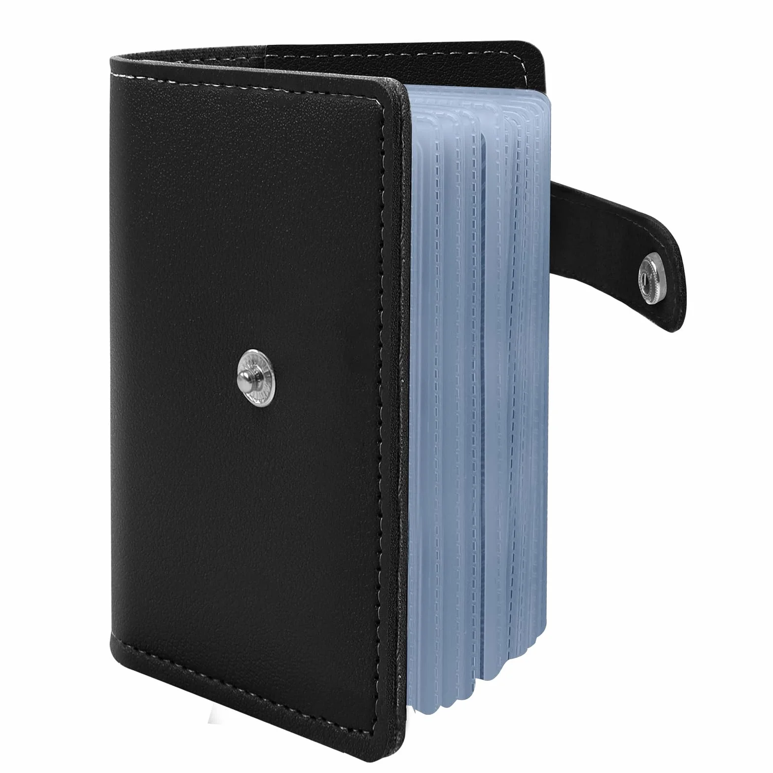 OSDUE Etui na karty kredytowe ze skóry PU, portfel RFID/NFC Secure Protection z 26 przegródkami chroniącymi przed kradzieżą, uchwytem na karty, wąskim portfelem męskim i damskim na dowód osobisty