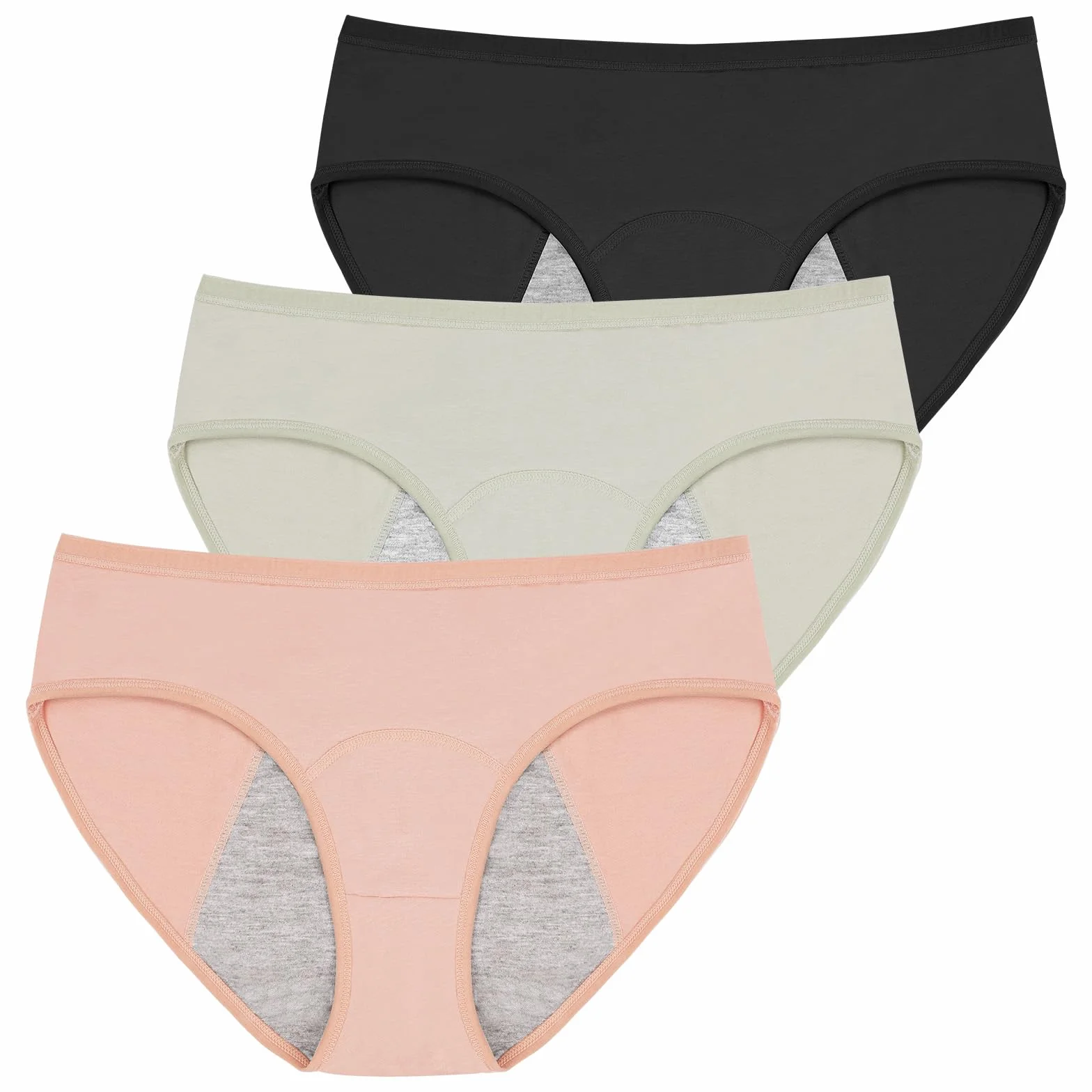 AUYAO Bielizna dla dziewcząt, 3 sztuki, majtki okresowe, bielizna miesiączkowa, bezszwowa, bielizna menstruacyjna, dla nastolatków, nadaje się do prania, majtki menstruacyjne, dla nastolatków