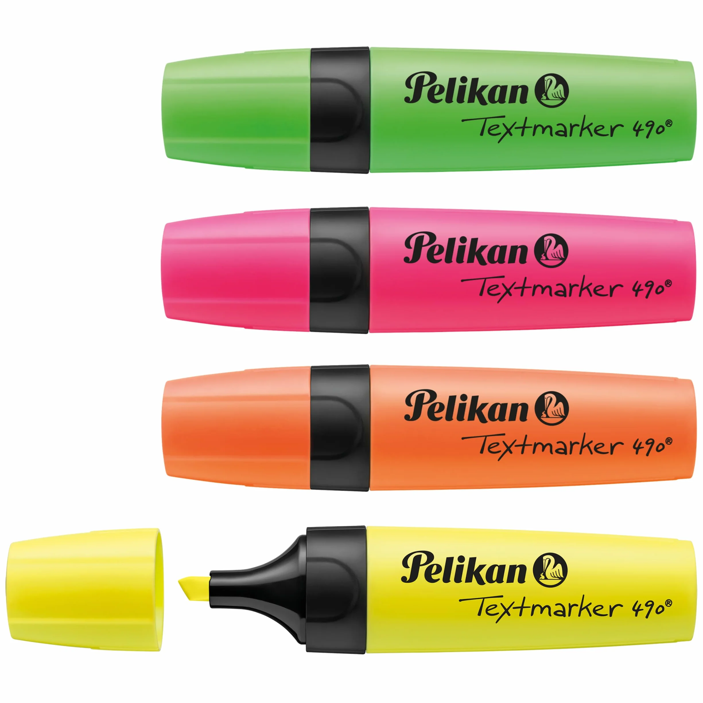 Pelikan® Textmarker 490 Zakreślacz Mix kolorów | Zestaw 4 sztuk | Flamaster Marker Pisak Mazak | Do Szkoły Biura Na studia | Szybkie zaznaczanie Przypomnienie Info | Dla Uczniów Nauczycieli Studentów