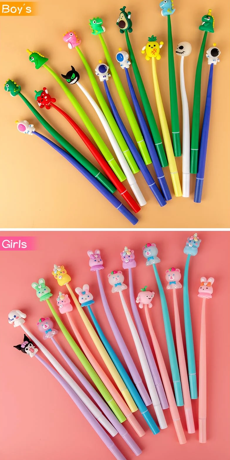Zestaw 30 zabawnych długopisów żelowych, długopisy żelowe Kawaii ze zwierzętami, fidget pen dla dzieci, fajne długopisy, długopisy squishy na upominki na urodziny dziecka, gadżety na urodziny dziecka