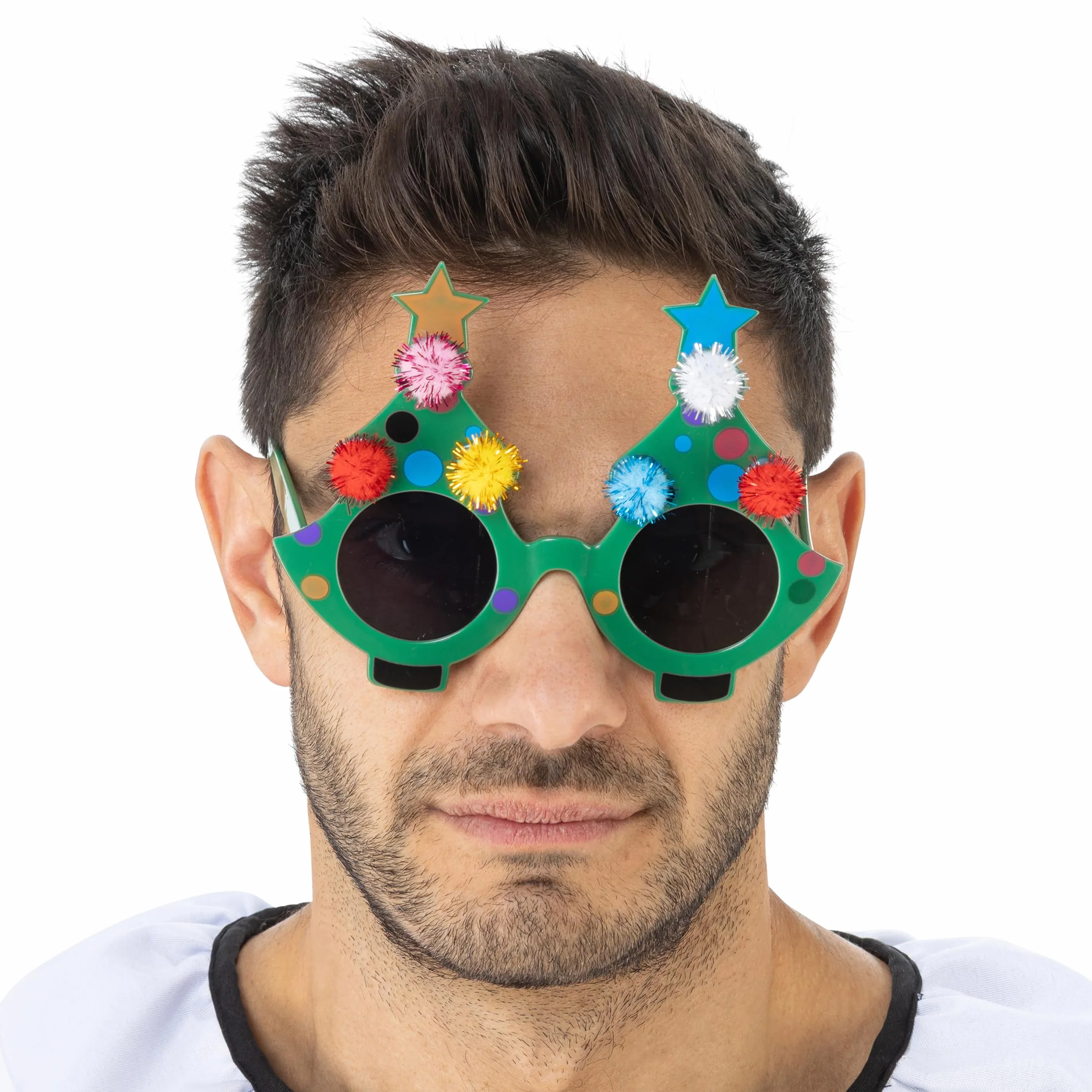 Chaks - okulary Terrifier Christmas Tree dla dorosłych, oficjalny dodatek do kostiumu z zieloną oprawką i ciemnymi szkłami
