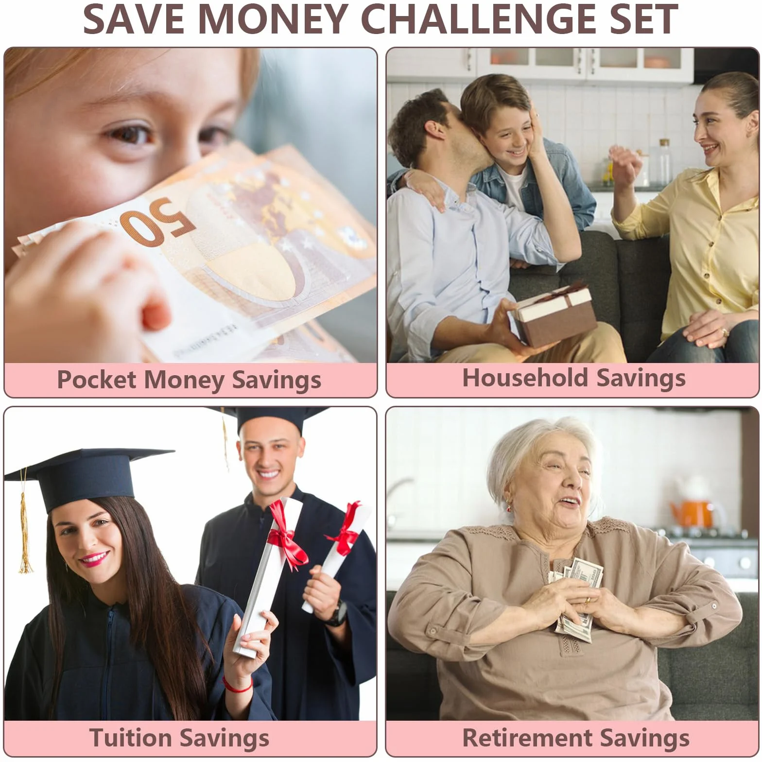 100 Envelope Saving Challenge Deutsch, planer budżetowy A5 z trackerem Challengers i kieszeniami pre-numbered, książeczka oszczędnościowa na wyzwania pieniędzy, segregator do budżetu