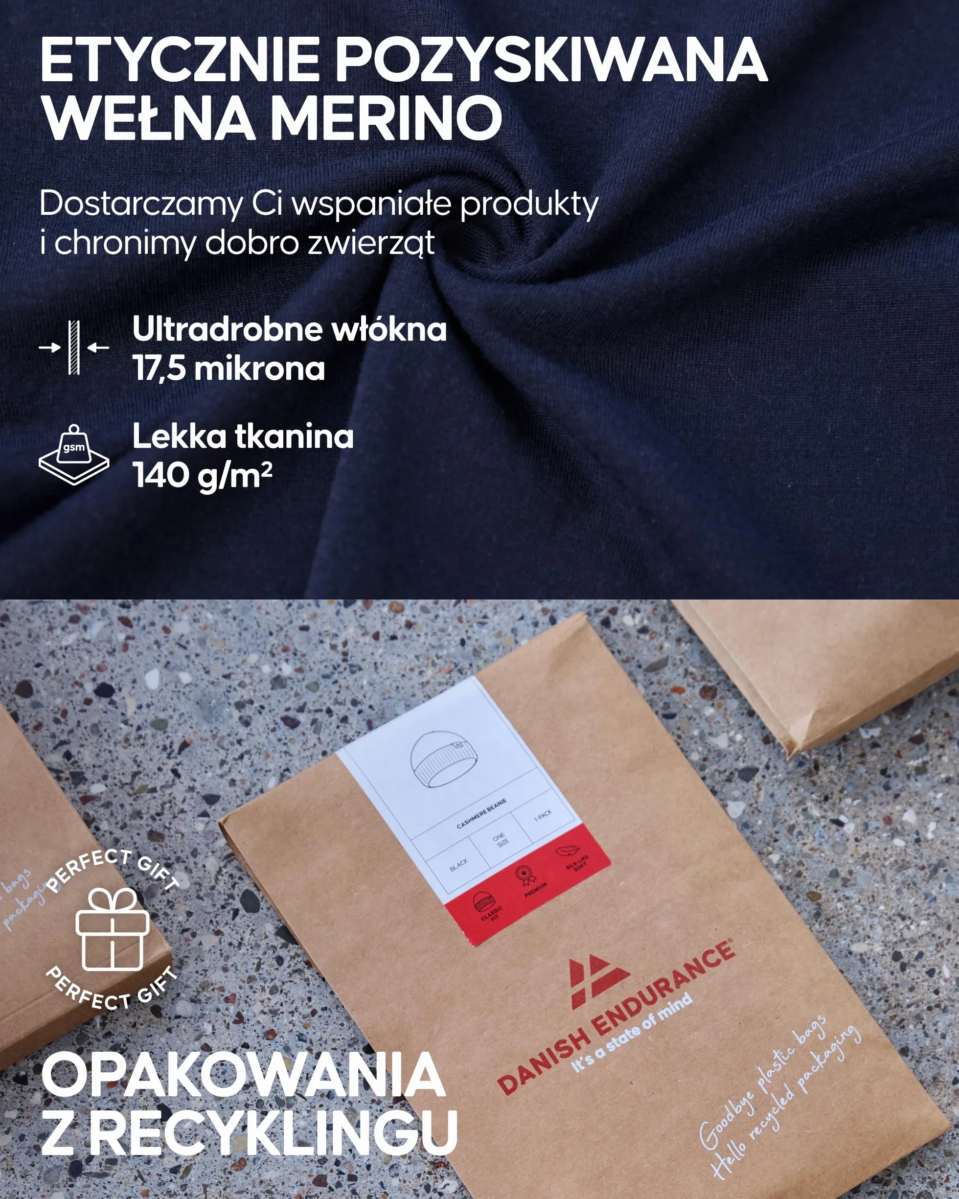 DANISH ENDURANCE Koszulka Męska 100% Wełna Merino, Lekka i Oddychająca, Luźny Krój, Odporna na Zapachy, Miękka i Odprowadzająca Wilgoć, 1 lub 2-Pak