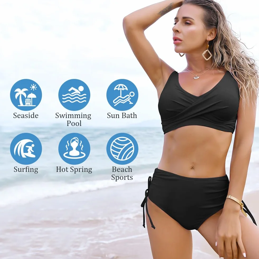 flintronic Damskie spodnie od bikini, wysokie stany, damskie szorty kąpielowe, majtki bikini, spodnie bikini, kontrola brzucha, na lato
