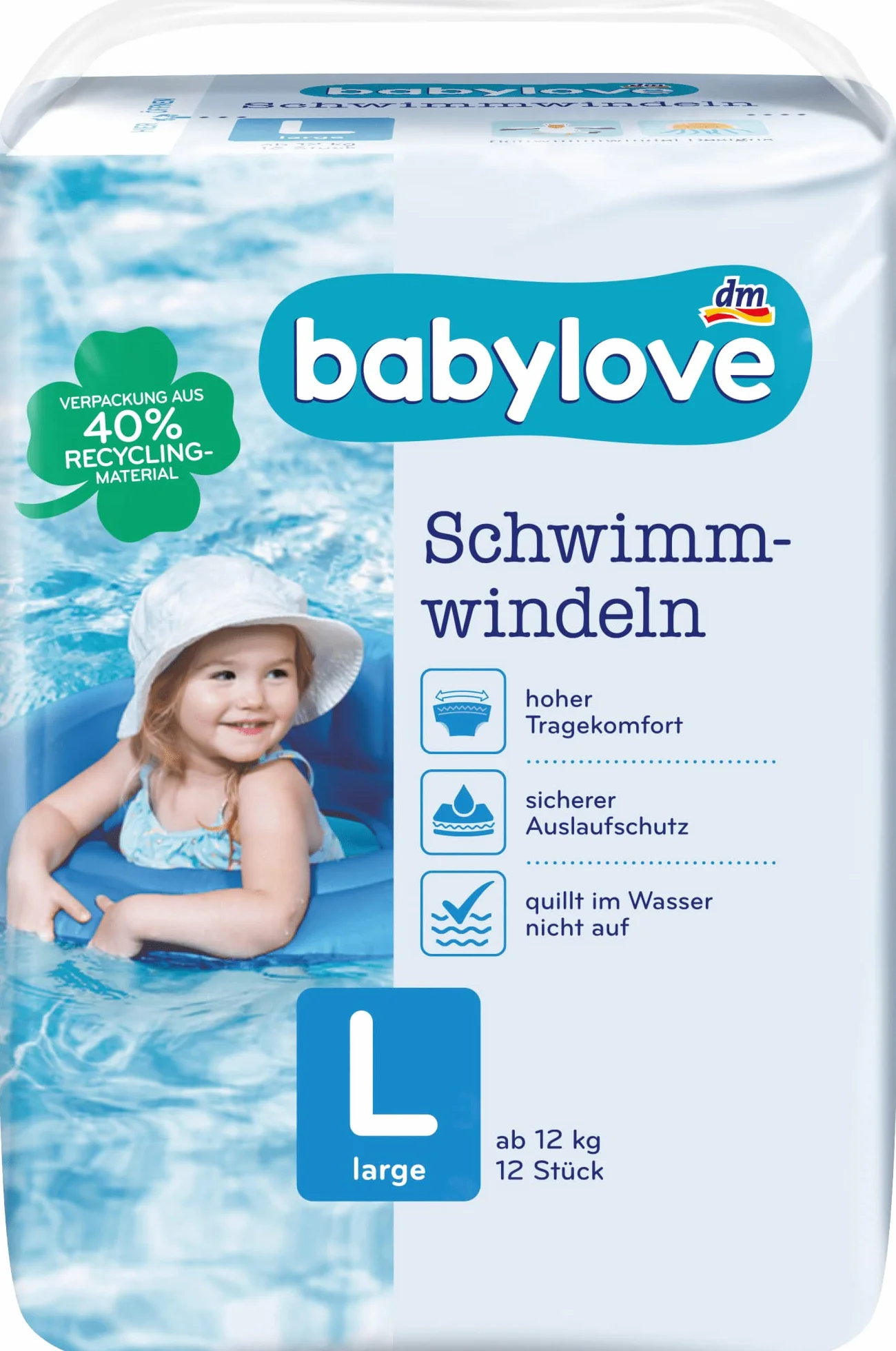 babylove pieluszki do pływania, rozmiar L, od 12 kg, 1 x 10 szt.