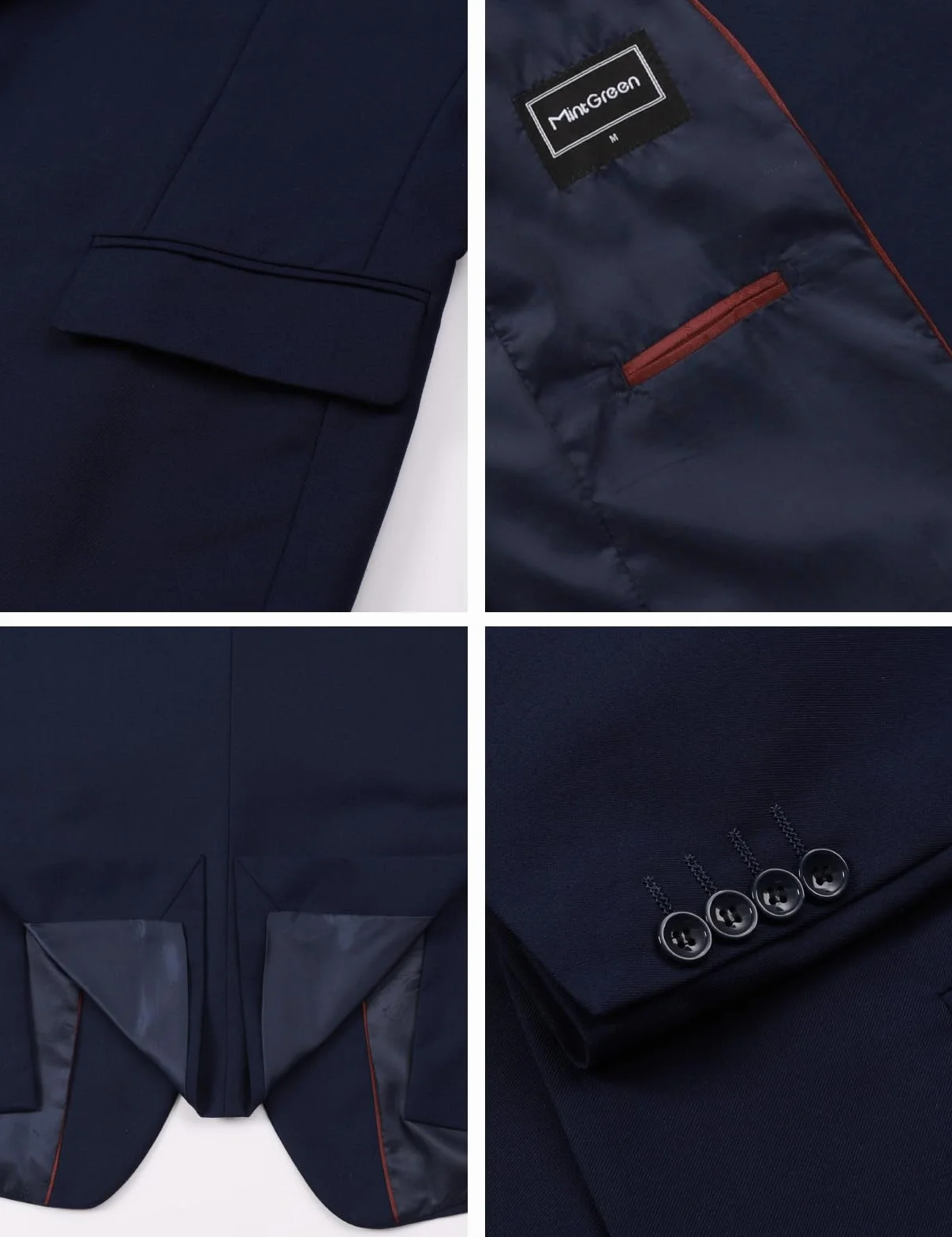 mintgreen Męska marynarka z 2 guzikami slim fit jednorzędowa formalna ślubna solidna kurtka garniturowa
