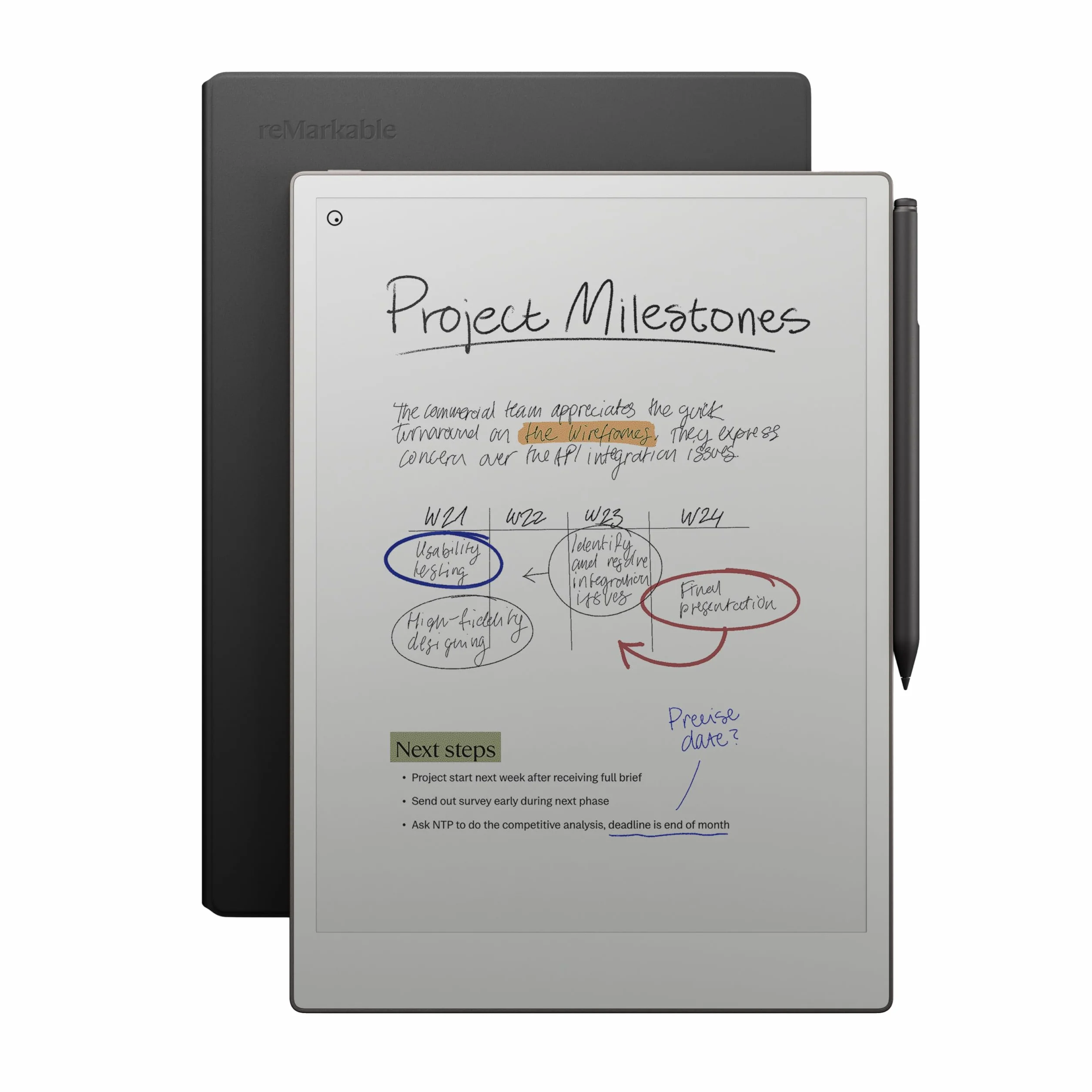 reMarkable Zestaw Luxury reMarkable Paper Pro | Tablet E-Ink - Wyświetlacz Kolorowy 11,8" + Rysik Marker Plus ze Zintegrowaną Gumką + Etui Book Folio Skórzane Czarne