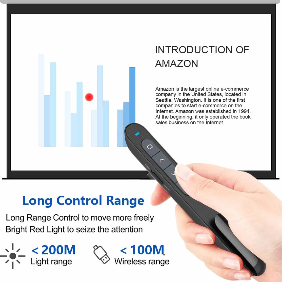 Clicker do prezentacji dla pilota programu PowerPoint, głośność hiperłącza bezprzewodowy prezenter zdalny wskaźnik prezentacji, zdalny przycisk prezentacji USB Slide Advancer PPT Clicker dla laptopa