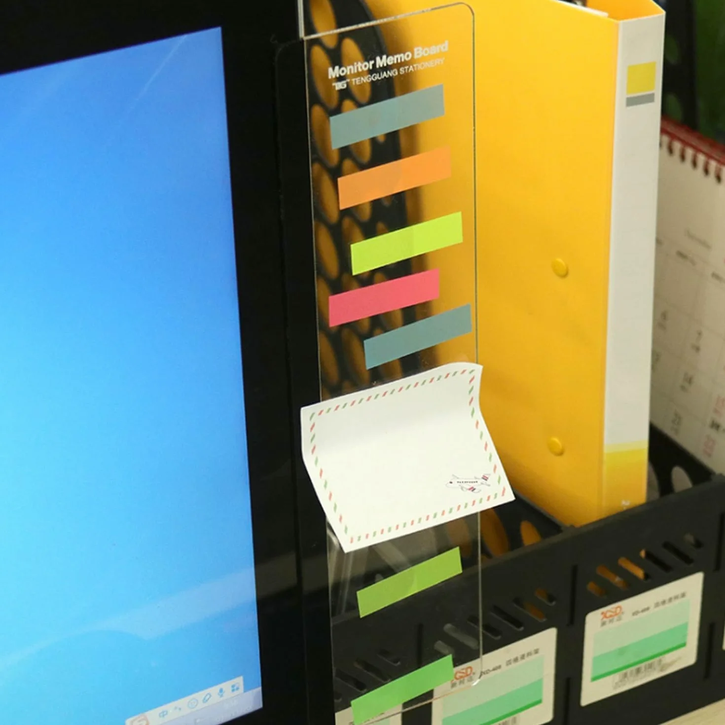 2 sztuki monitora tablica na notatki, akrylowa tablica na notatki, monitor komputerowy, tablica ogłoszeń, akrylowy monitor, uchwyt na notatki samoprzylepne (lewy) prawy