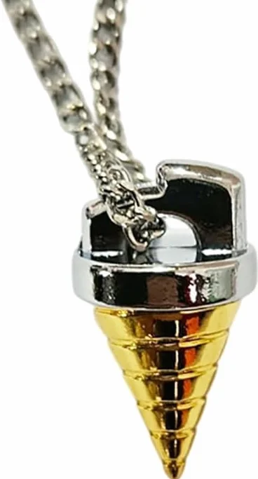 Metalowy naszyjnik z zawieszką w kształcie wiertła | Biżuteria Anime & Fantasy | Symboliczny wisiorek 4 cm