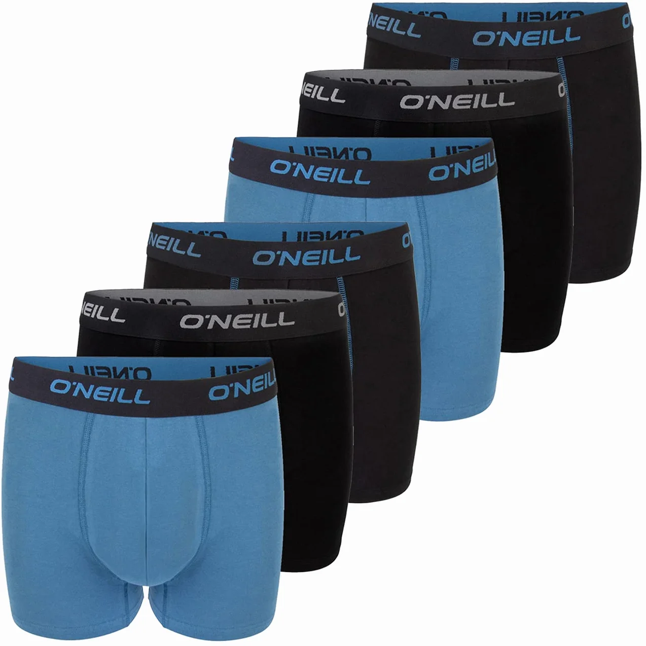 O'Neill Bokserki męskie Uni Sport Boxer M L XL XXL 95% bawełna, męskie majtki, bez rozporka, 6 sztuk, czarne, czerwone, niebieskie