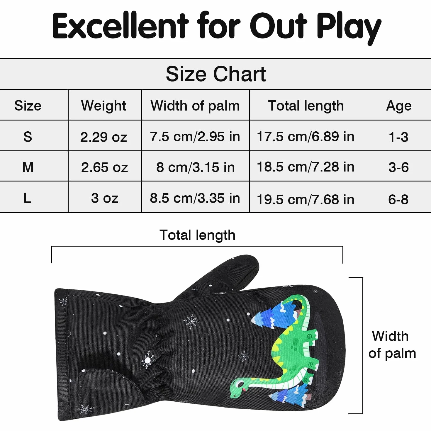 MoKo Toddler Mittens, Ski Kids Gloves, Waterproof & Windproof Mittens for Girls Boys, Thermal Warm Fleece Winter Snow Gloves for Kids
