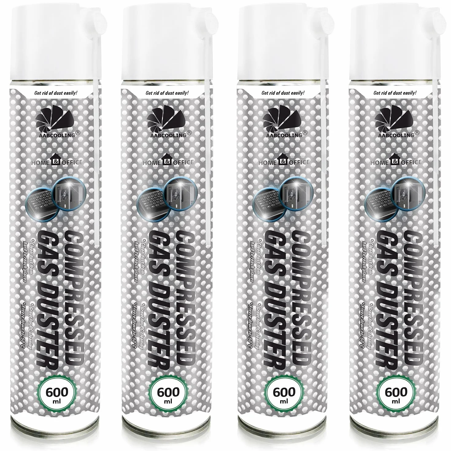 AABCOOLING 4x 600ml Home&Office Compressed Gas Duster Spray do Czyszczenia Biura – Środki Czyszczące, Sprężone Powietrze, Aerozol, Laptop, Komputer, Klawiatura, Puszka, Akcesoria Biurowe, K2
