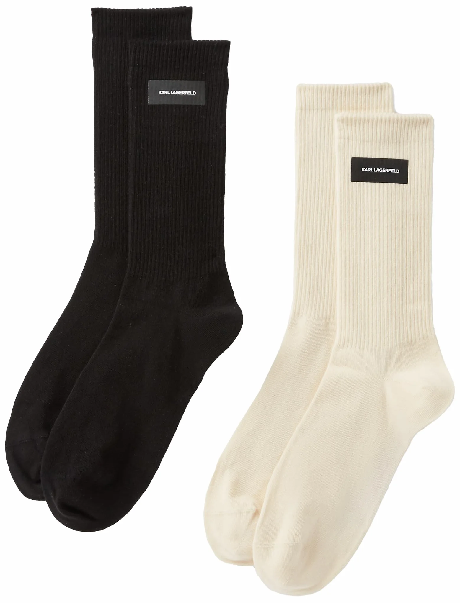 KARL LAGERFELD B.V K/essential logo socks (2 sztuki), Cannoli Cream-Black, jeden rozmiar, Cannoli Cream-Black, Rozmiar uniwersalny