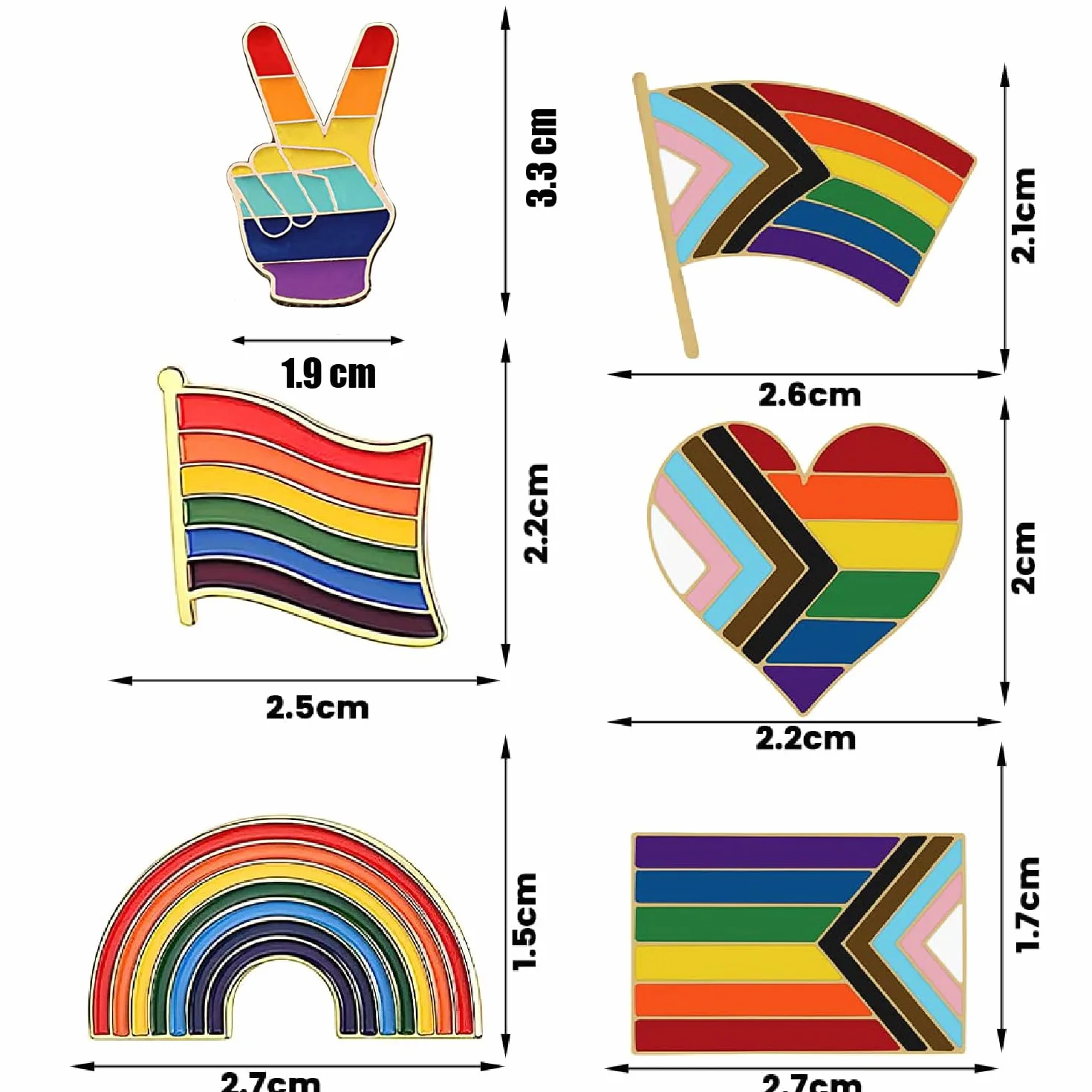 6 szt. Gay Pride Pins, przypinki tęczowe broszki, broszki z dumą gejowską, flaga progresu, przypinka do klapy, broszka, broszka, pin, tęczowa flaga, dumna na ubrania i bla