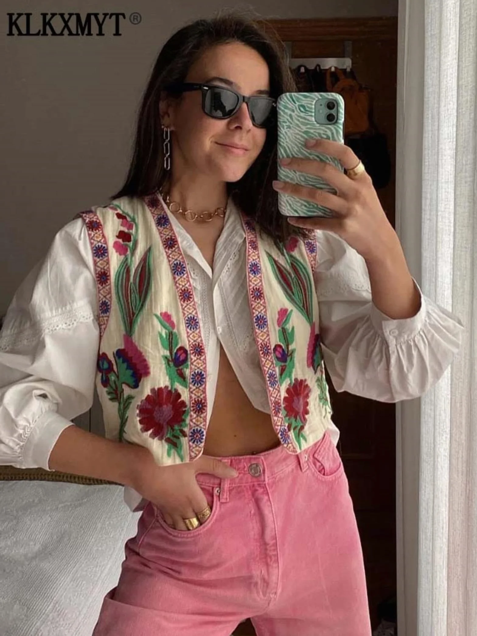 Damska krótka kamizelka w stylu vintage kwiatowy haft kurtka damska styl narodowy kamizelki dla kobiet patchworkowa kamizelka na co dzień topy