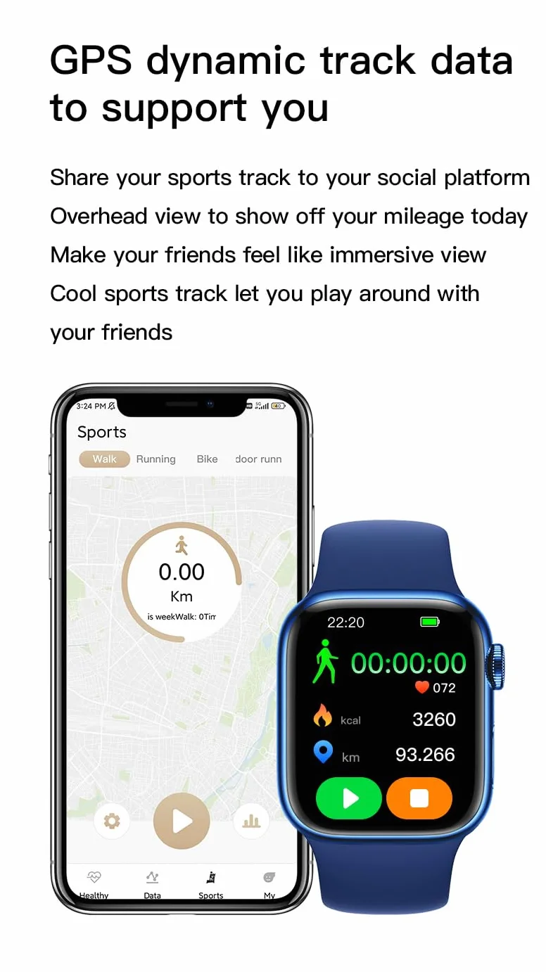 2023 Watch 9 Max Smart Watch Men Body Temperature BT Call NFC Always on Display Fitness Women Series 8 Smartwatch dla iOS Android (czarny)