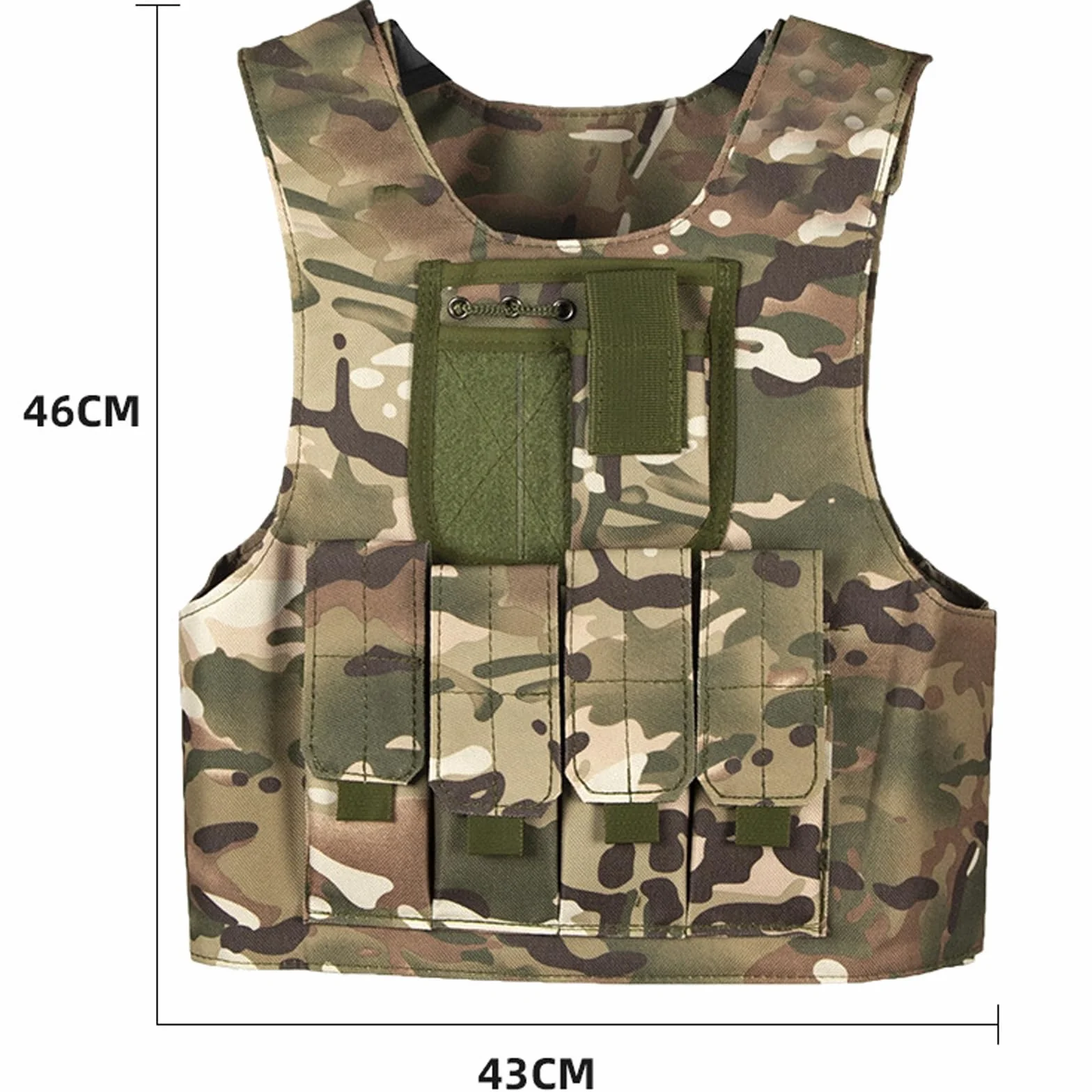 Dziecięca kamizelka taktyczna Airsoft, wojskowy kamuflaż, tkanina Oxford 600D, regulowana, lekka, wygodna, na walkę, wędrówki, polowanie, kemping, dla chłopców i dziewczynek