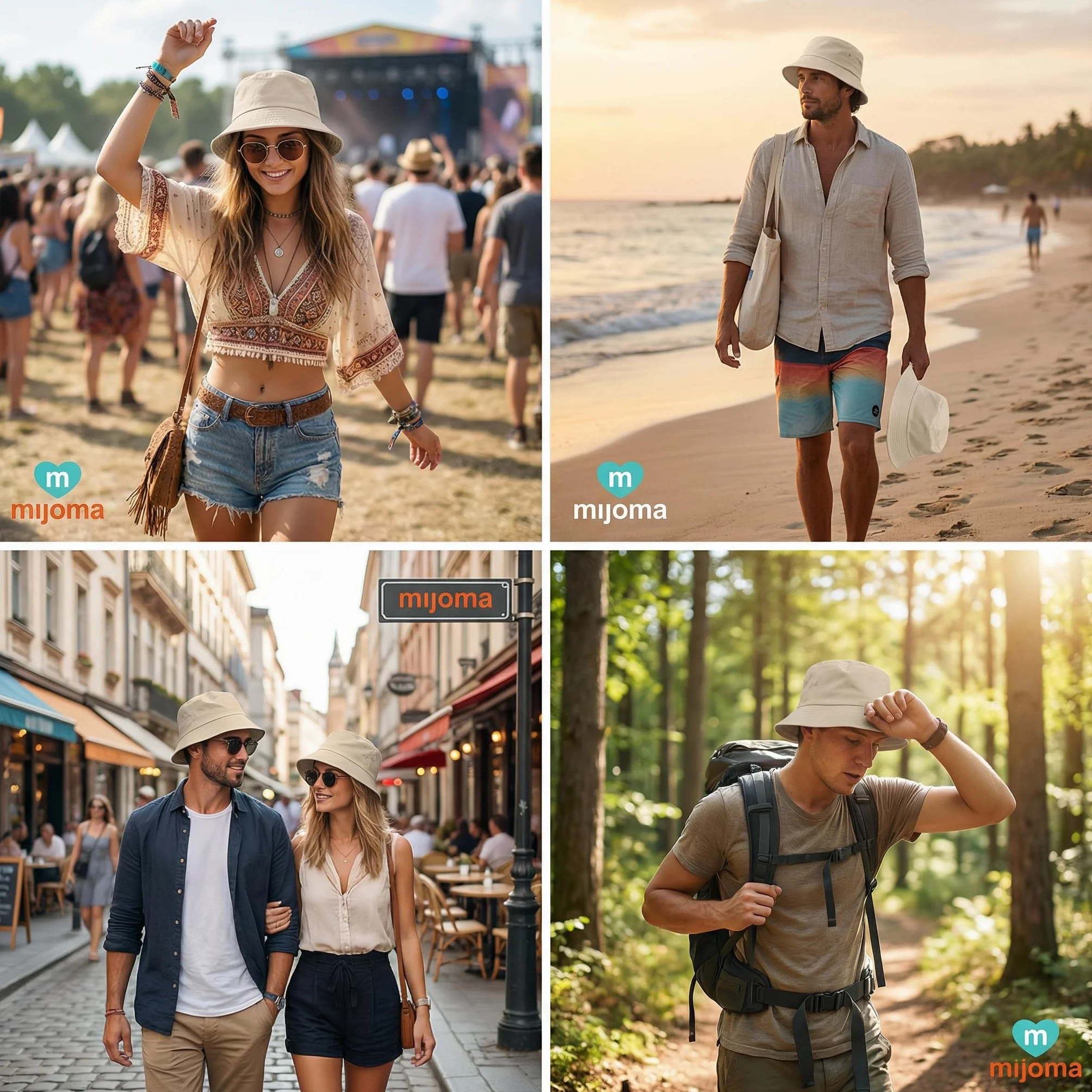 MIJOMA Bucket Hat kapelusz wędkarski, uniseks, letni kapelusz rybacki, modny dodatek dla kobiet i mężczyzn, składany, oddychający, rozmiar uniwersalny