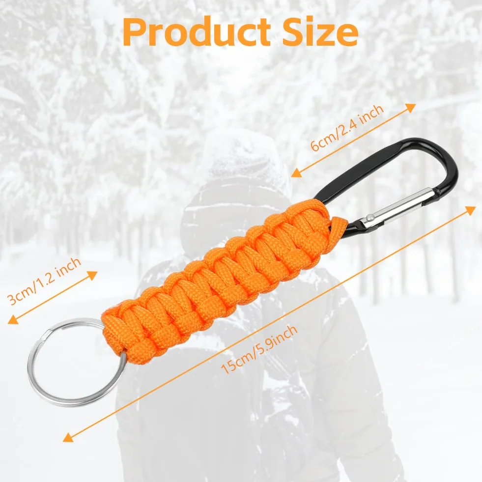 OFFCUP Paracord breloczek do kluczy karabińczyk, smycz na klucze, wielofunkcyjna, z paracordem, do wspinaczki, na kemping, wędrówki, podróże z plecakiem