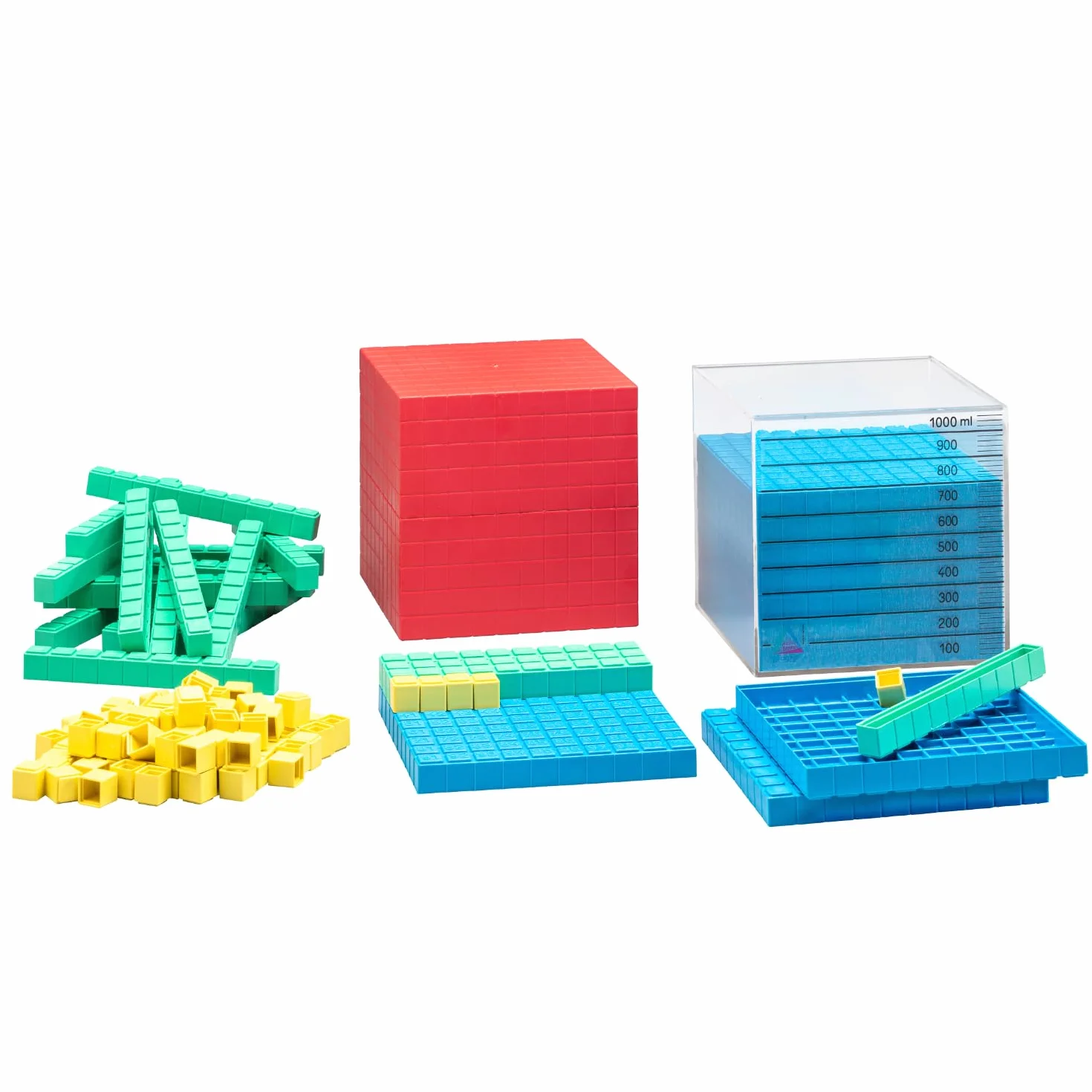 WISSNER active learning Zestaw podstawowy dziesięć w zakresie liczb 1000, Re-Plastic °, w kartonie pudełko z przewodnikiem