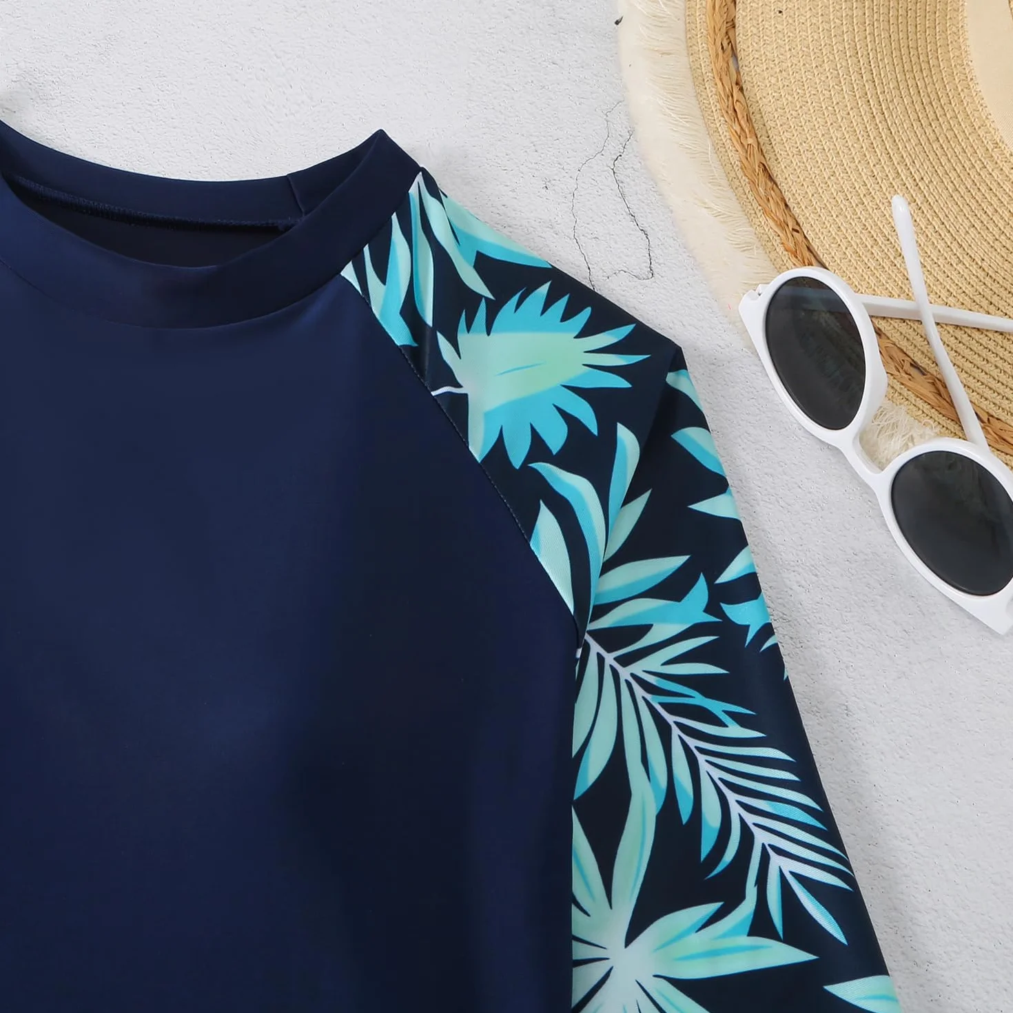Owntop Kobiety Rash Guard | Stroje kąpielowe z długim rękawem dwuczęściowe z wysokim stanem Boyshort Bottom | Koszulka do pływania chroniąca przed słońcem