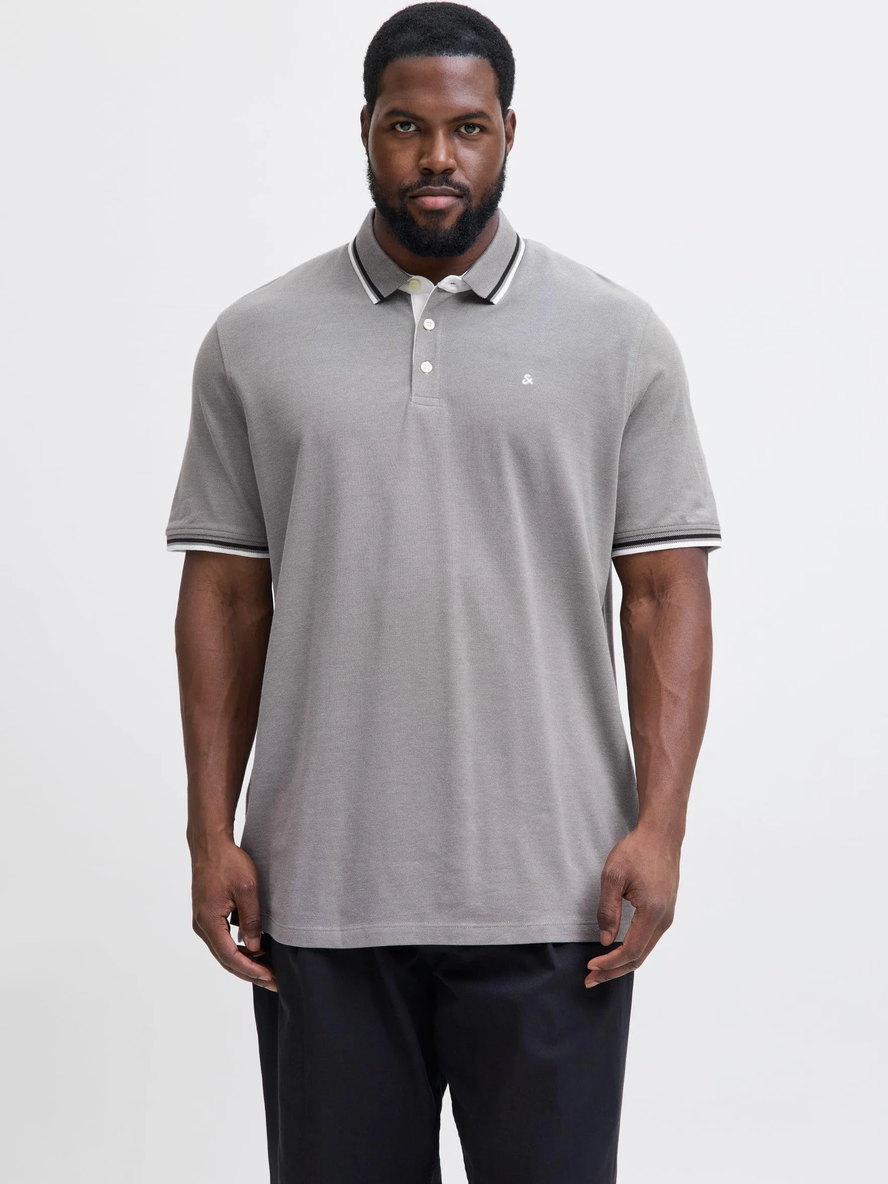JACK&JONES PLUS JJEPAULOS Polo SS NOOS PLS, Chambray Blue/Szczegóły: play, 4XL
