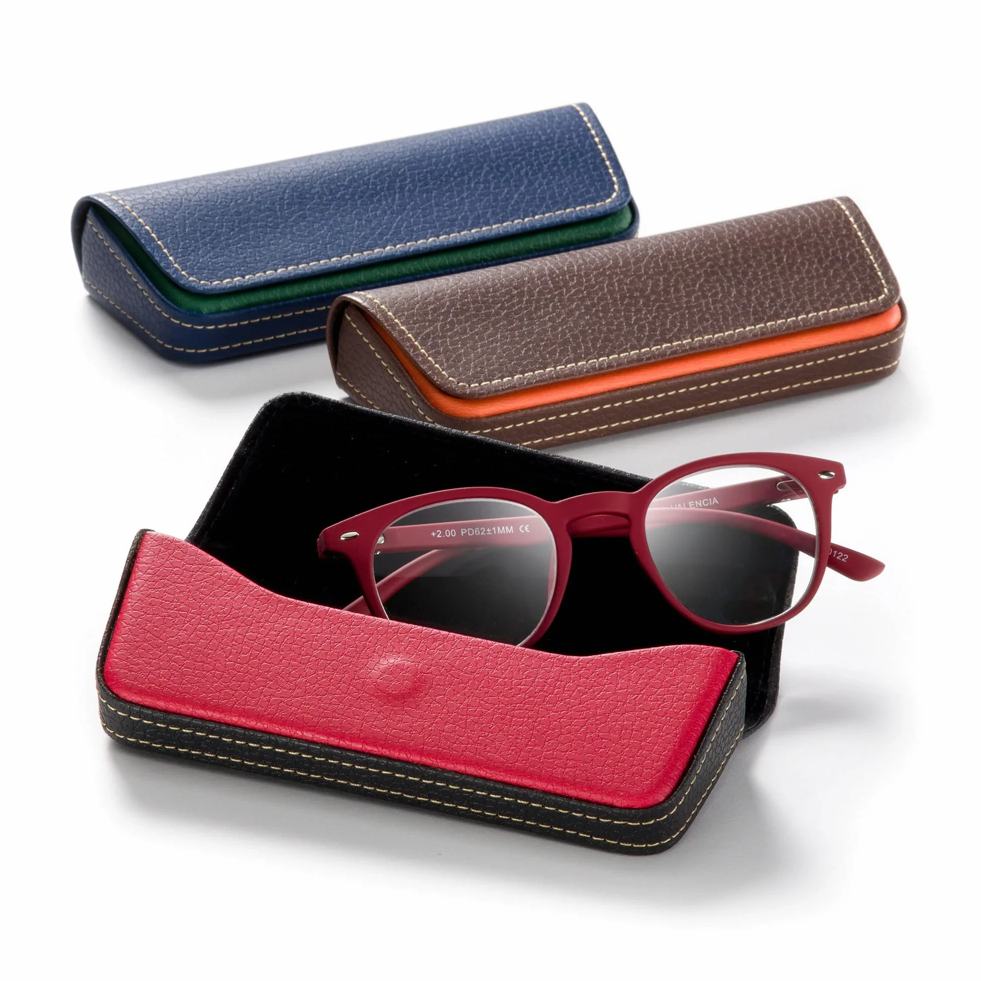 FEFI - Eleganckie etui na okulary w dwóch tonach skóry, ZIELONY, M