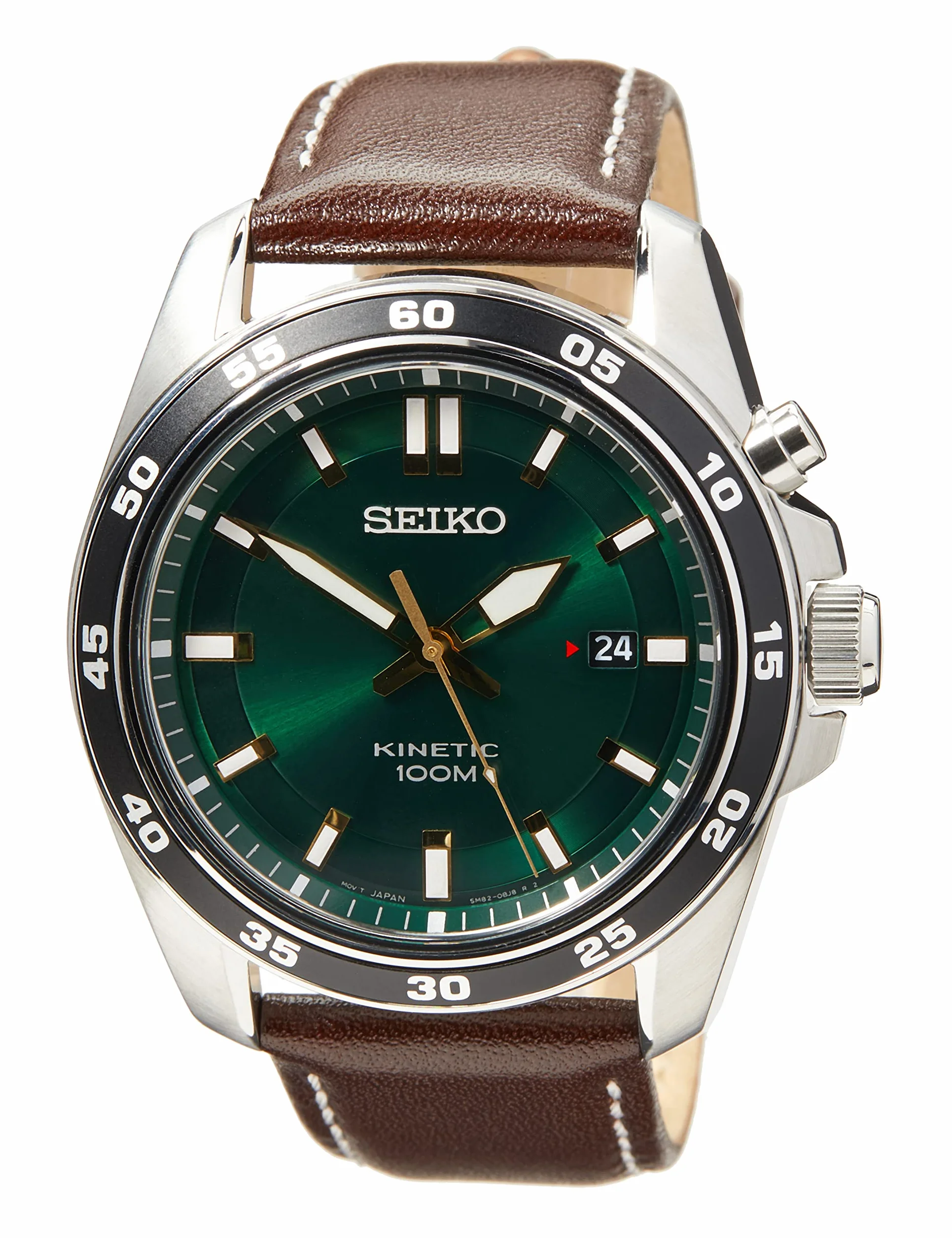 Seiko Herren-Uhr Kinetik Edelstahl mit Lederband