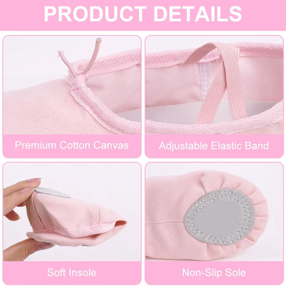 flintronic Klasyczne buty do tańca płótno, klasyczne buty do tańca, antypoślizgowe buty baleriny, buty do tańca, jednolita podeszwa, gimnastyka taniec kapcie dla dziewczynki kobiety