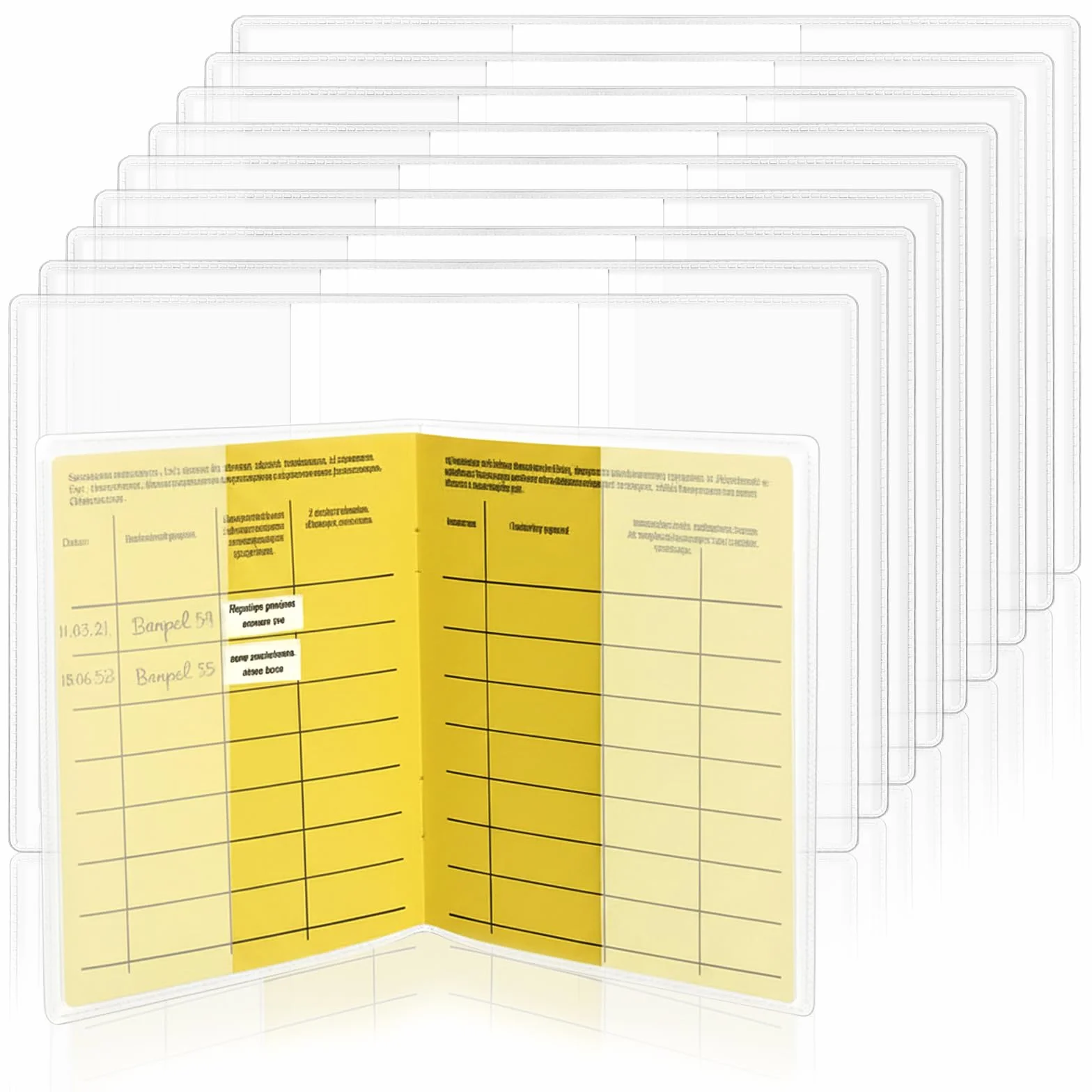 10 sztuk Etui na paszport do szczepień 137 x 197 mm, etui A7 podwójne, etui na kartę szczepień, etui na dowód szkolny, składane wodoodporne etui na karty, kryształowo przezroczysta osłona na paszport