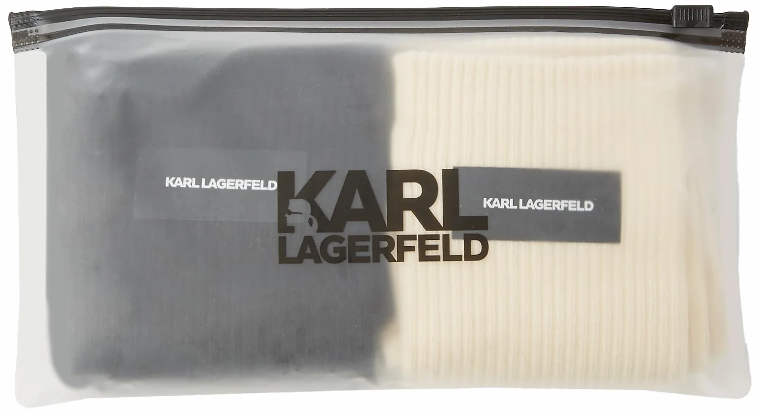 KARL LAGERFELD B.V K/essential logo socks (2 sztuki), Cannoli Cream-Black, jeden rozmiar, Cannoli Cream-Black, Rozmiar uniwersalny