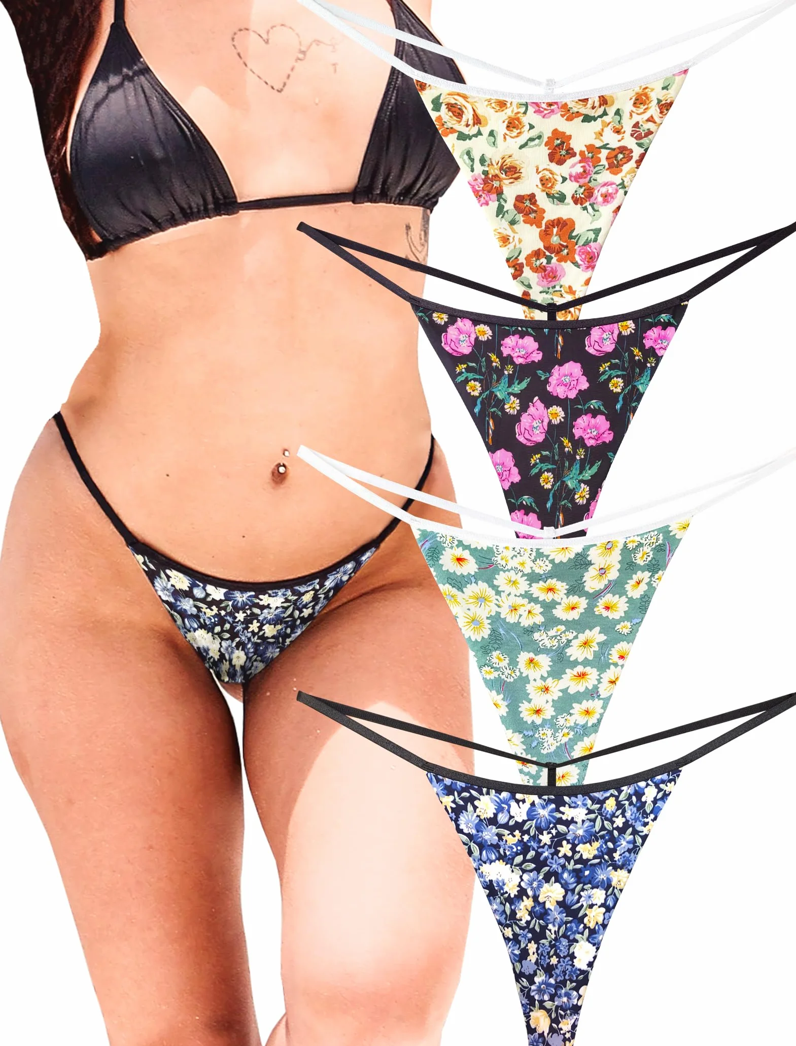 Damskie Bawełniane Stringi T Back G String Bielizna Bezszwowa Majtki Tangas Sexy 4 sztuki