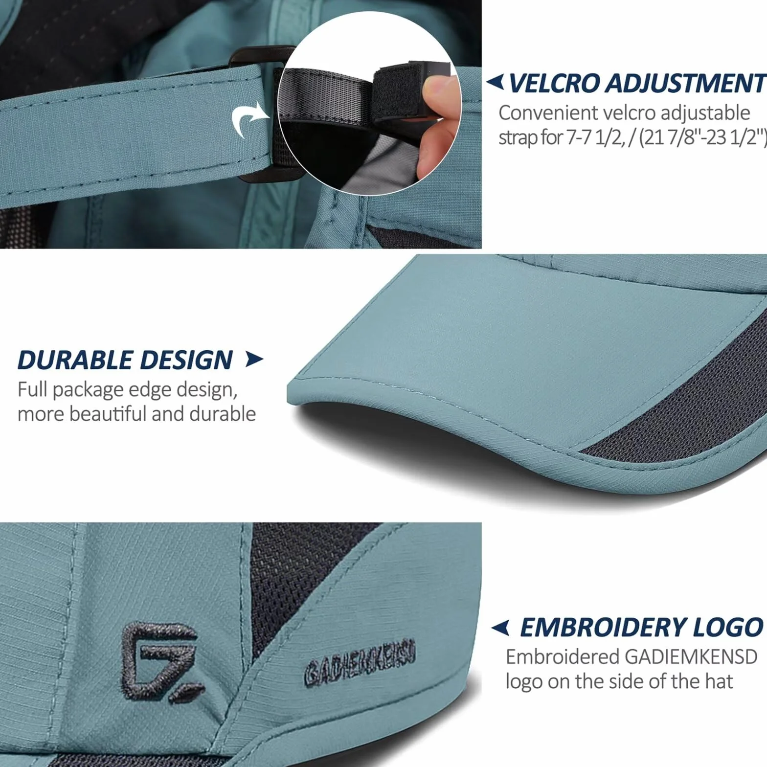 GADIEMKENSD Niestrukturalna czapka sportowa Quick Dry Outdoor Sun Protective Unisex 7-7 1/2 (56-60cm)